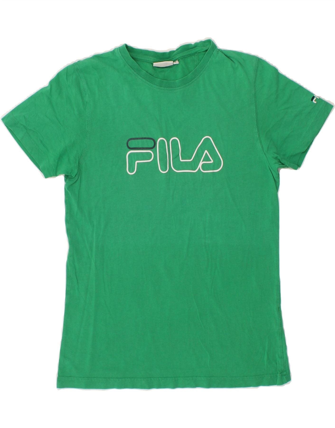 FILA Womens Graphic T-Shirt Top UK 10 Small  Green Cotton Vintage Fila and Second-Hand Fila from Messina Hembry