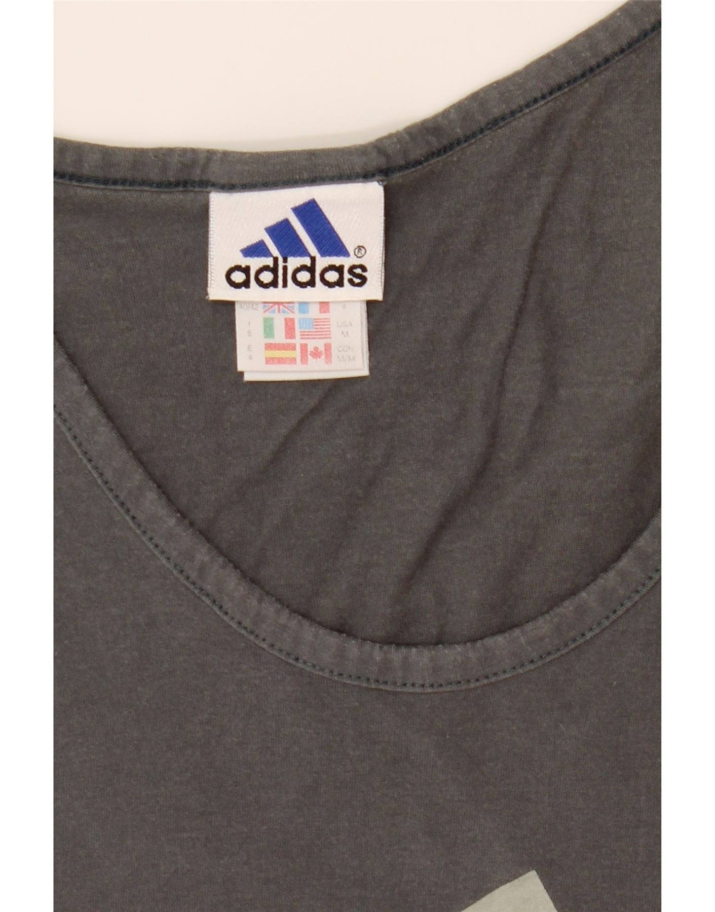 ADIDAS Mens Graphic Vest Top UK 40/42 Medium Grey Cotton Vintage Adidas and Second-Hand Adidas from Messina Hembry