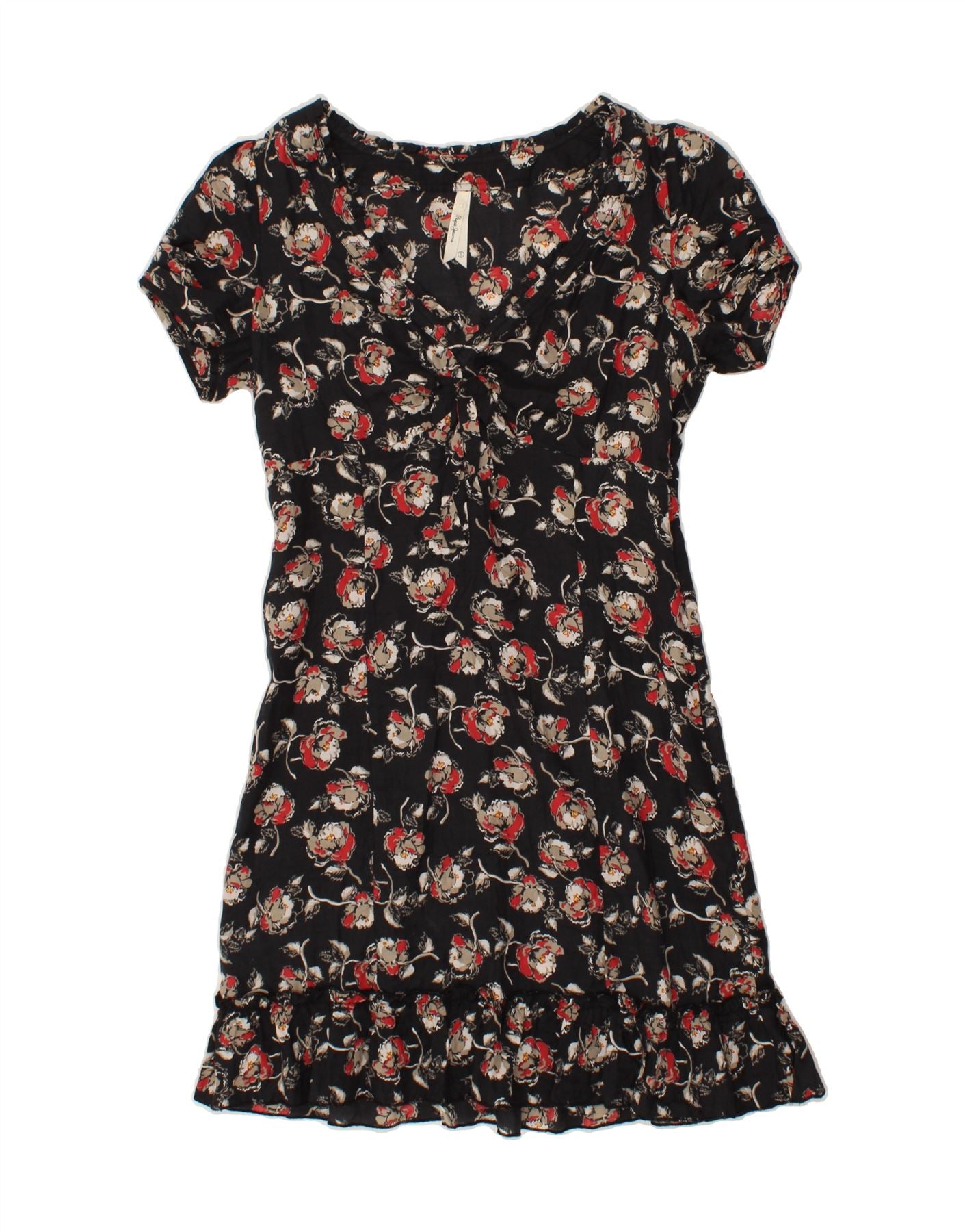 PEPE JEANS Womens Drop Waist Dress UK 10 Small Black Floral Cotton Vintage PEPE Jeans and Second-Hand PEPE Jeans from Messina Hembry