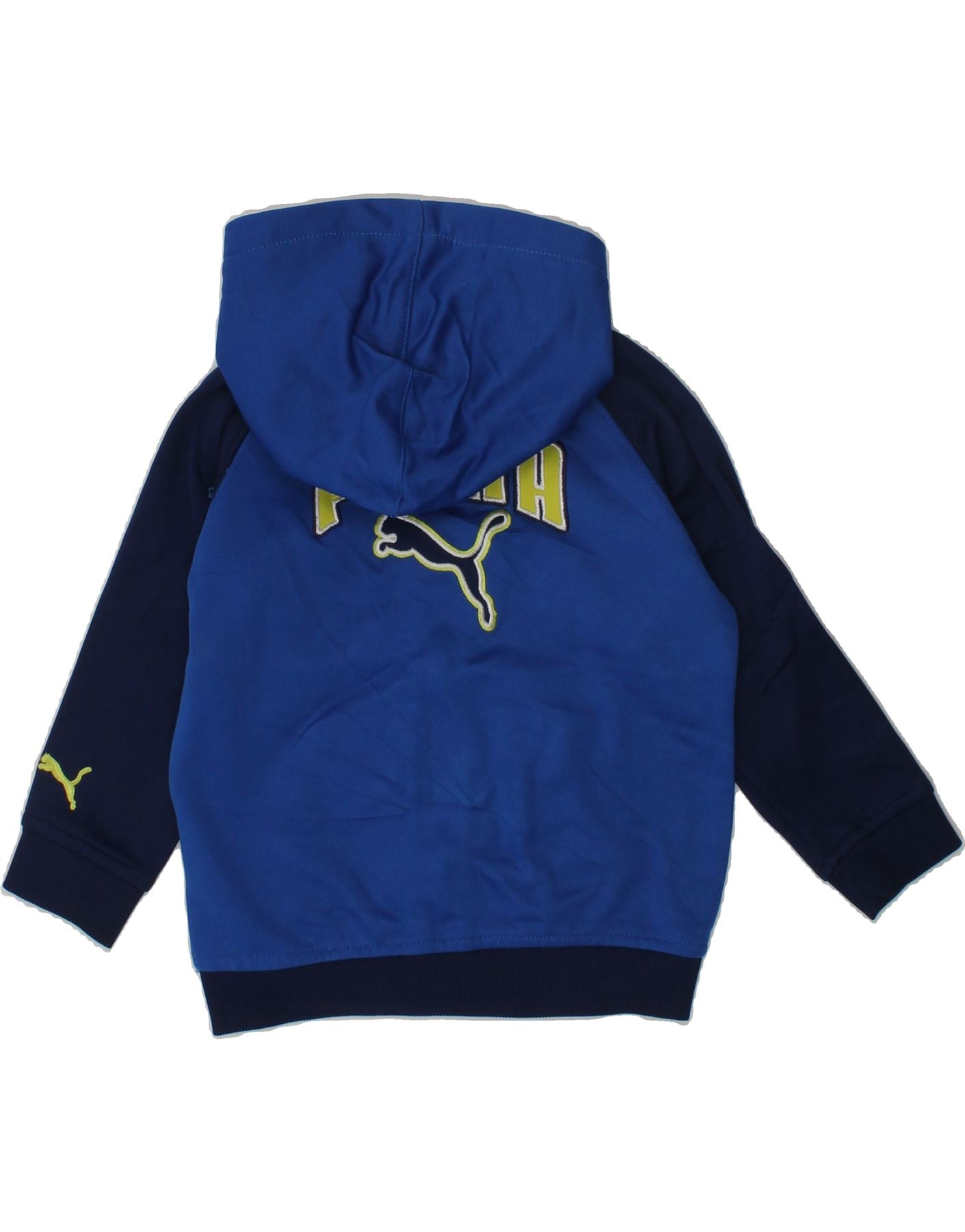 PUMA Baby Boys Graphic Zip Hoodie Sweater 12-18 Months Blue Colourblock | Vintage Puma | Thrift | Second-Hand Puma | Used Clothing | Messina Hembry