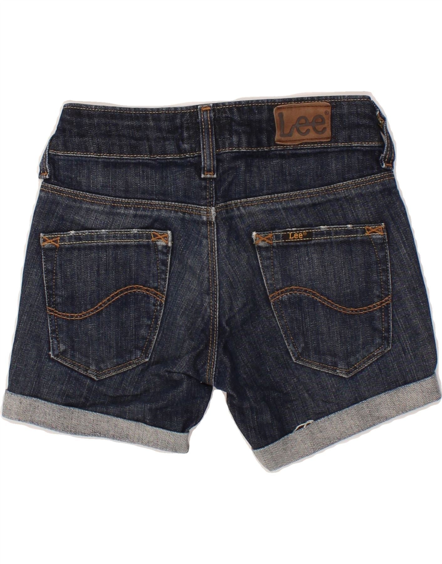 LEE Girls Denim Shorts 7-8 Years W24  Navy Blue Cotton Vintage Lee and Second-Hand Lee from Messina Hembry