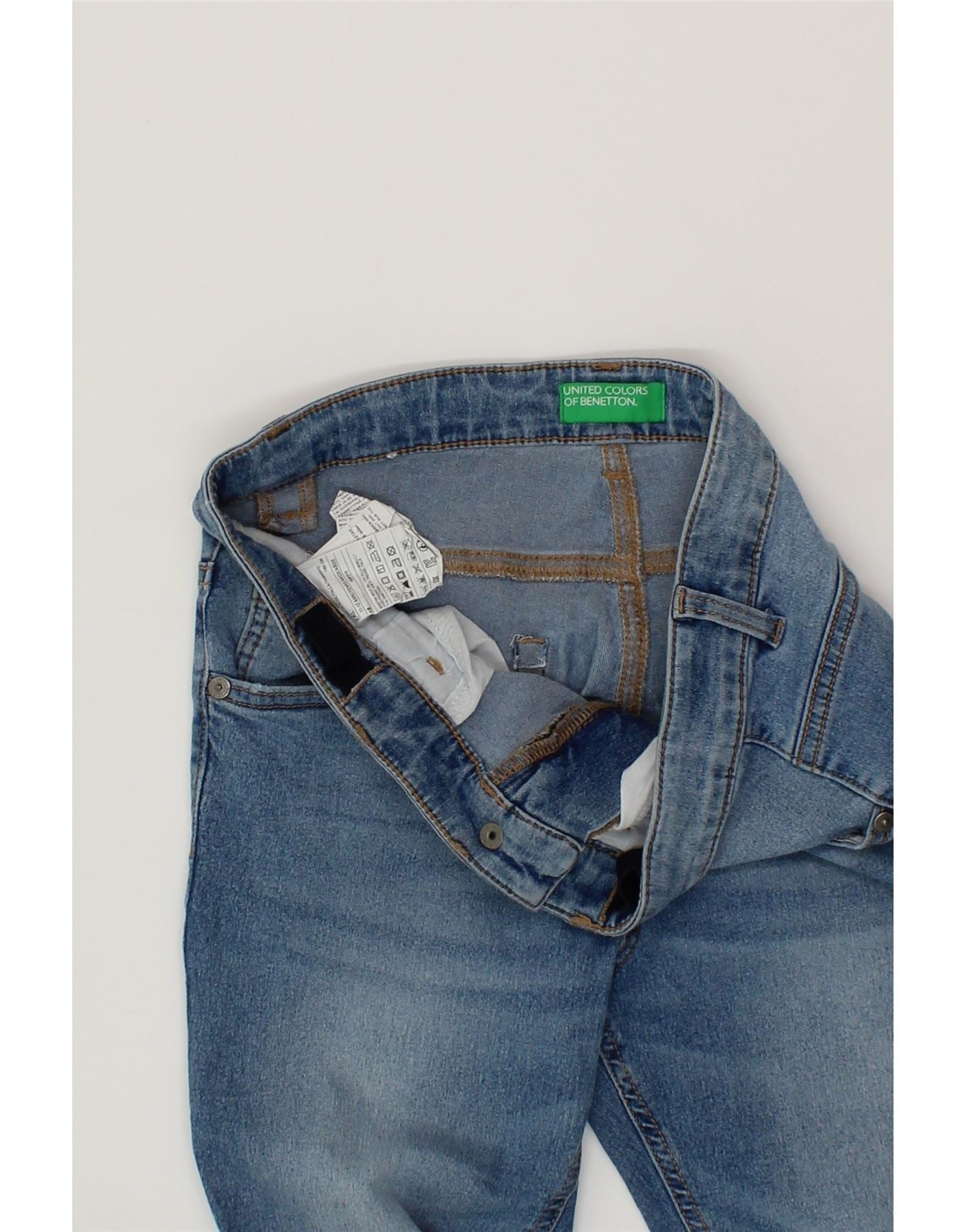 BENETTON Boys Skinny Jeans 11-12 Years  2XL W24 L27 Blue Cotton Vintage Benetton and Second-Hand Benetton from Messina Hembry