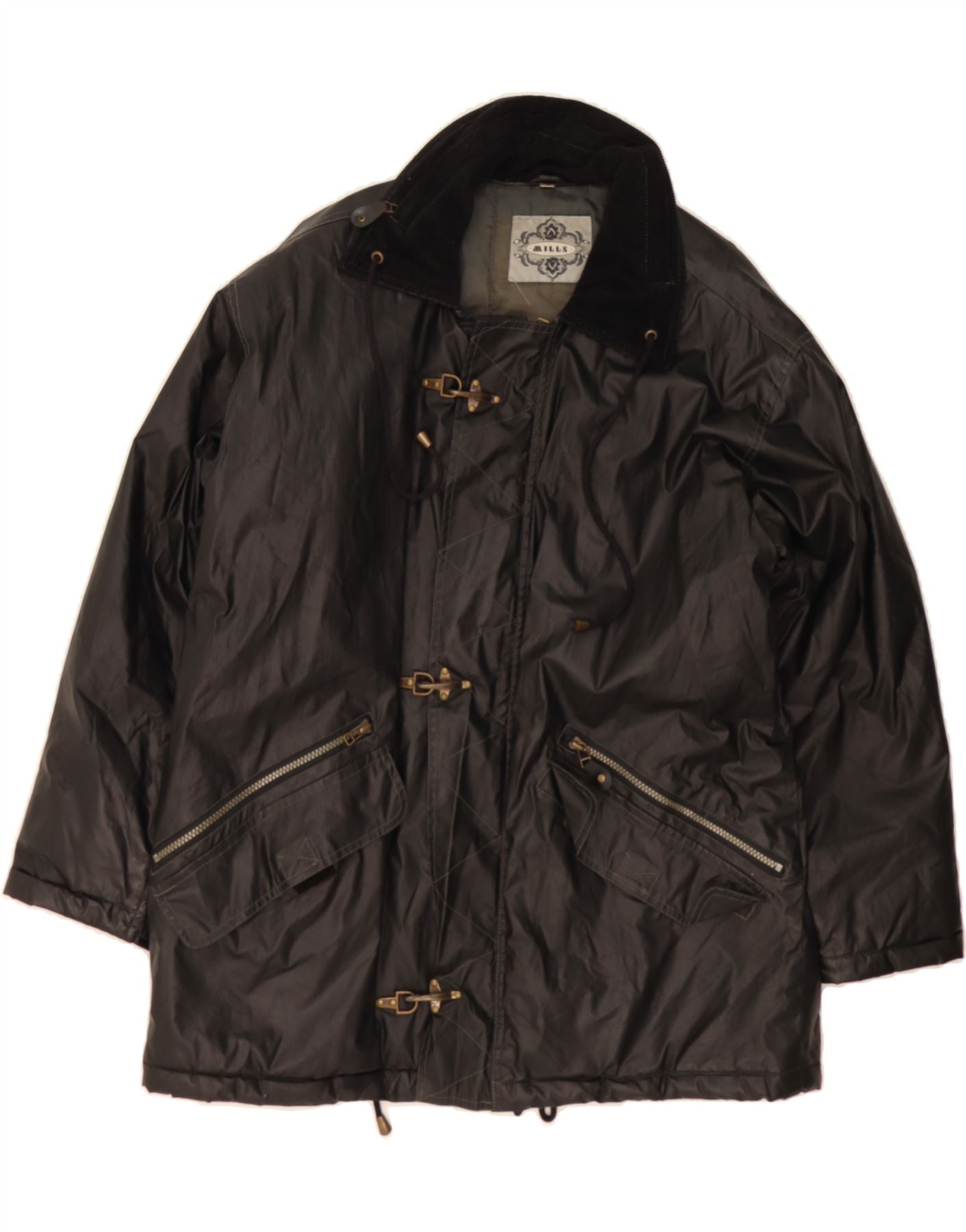 VINTAGE Mens Loose Fit Windbreaker Jacket UK 36 Small Black Polyester Vintage Vintage and Second-Hand Vintage from Messina Hembry