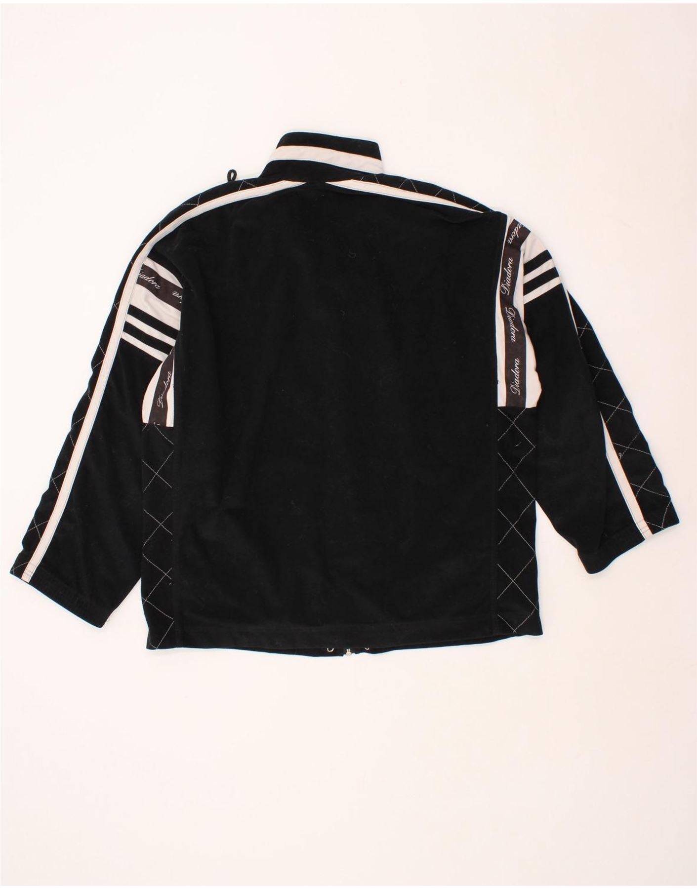 DIADORA Mens Graphic Tracksuit Top Jacket Small Black Colourblock Vintage Diadora and Second-Hand Diadora from Messina Hembry
