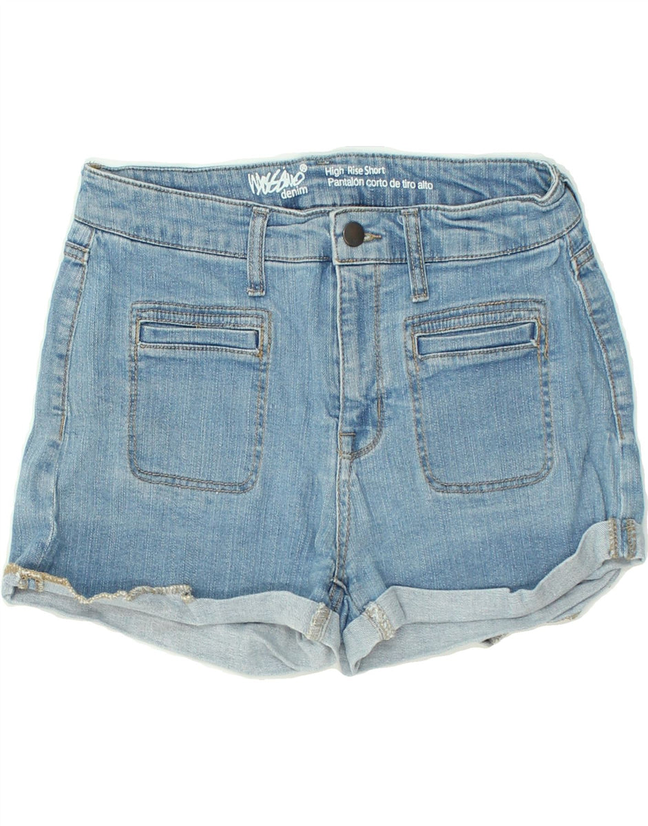 MOSSIMO Womens High Waist Denim Shorts US 10 Large W30 Blue Cotton