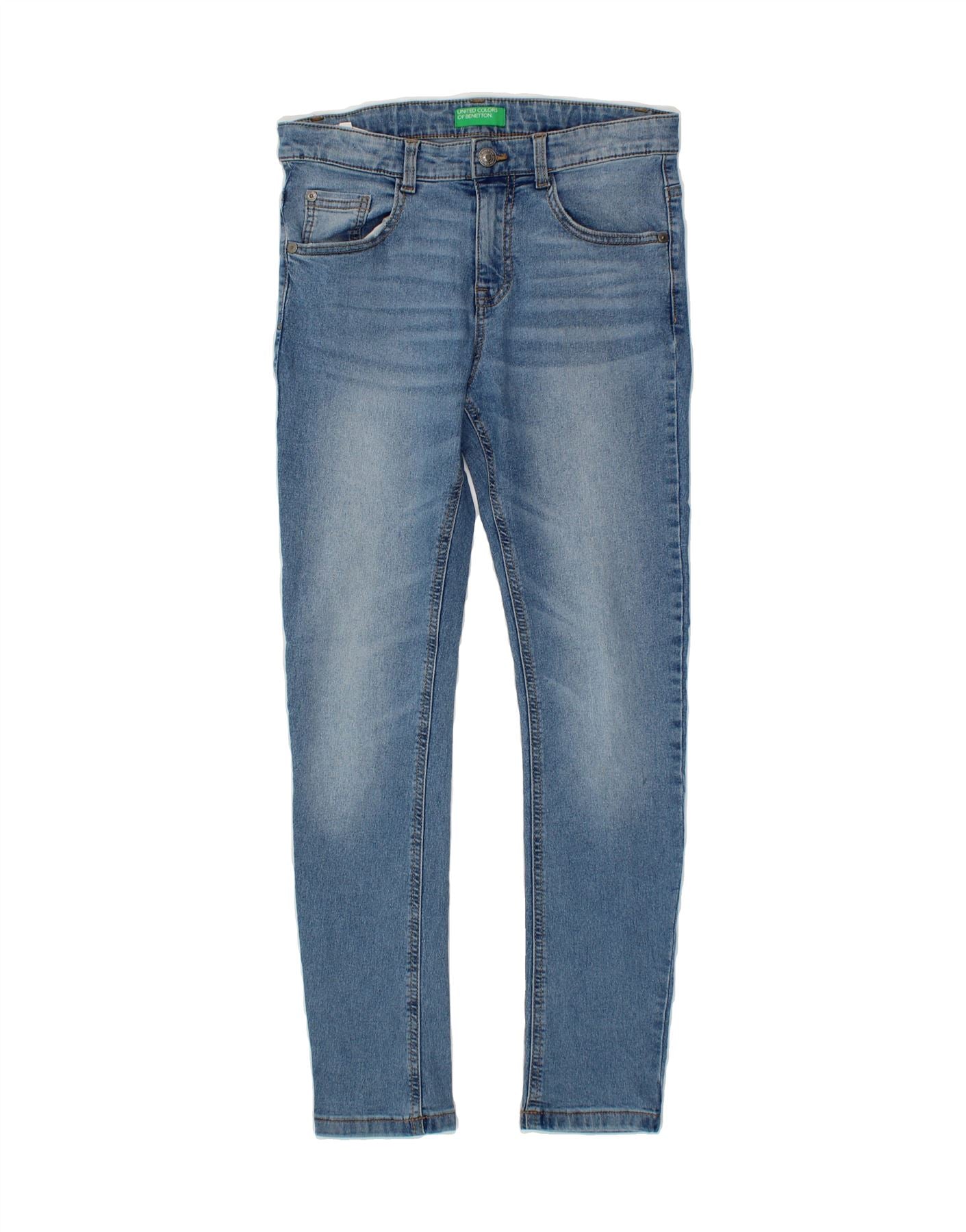 BENETTON Boys Skinny Jeans 11-12 Years  2XL W24 L27 Blue Cotton Vintage Benetton and Second-Hand Benetton from Messina Hembry