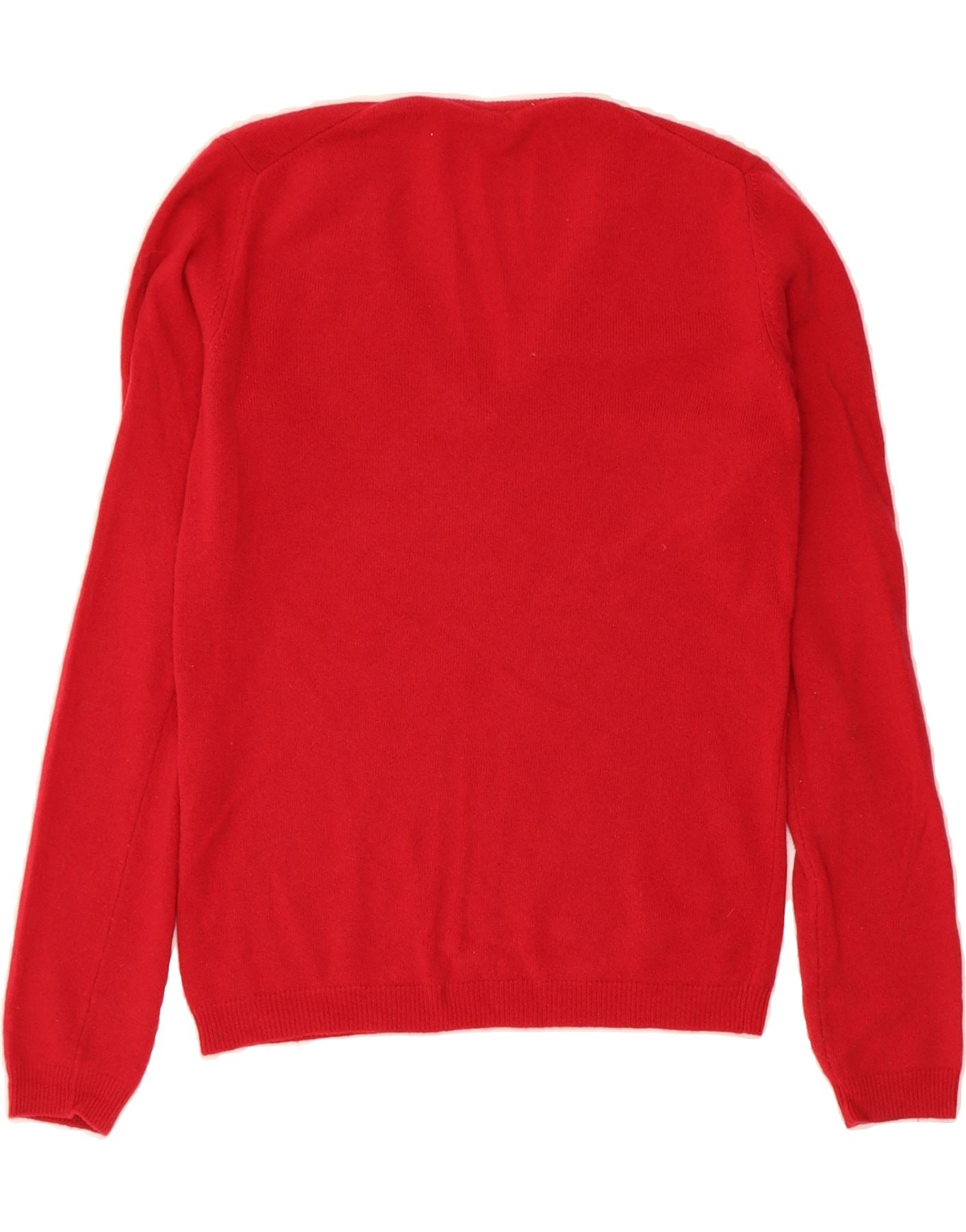 BENETTON Womens V-Neck Jumper Sweater UK 10 Small Red Wool Vintage Benetton and Second-Hand Benetton from Messina Hembry