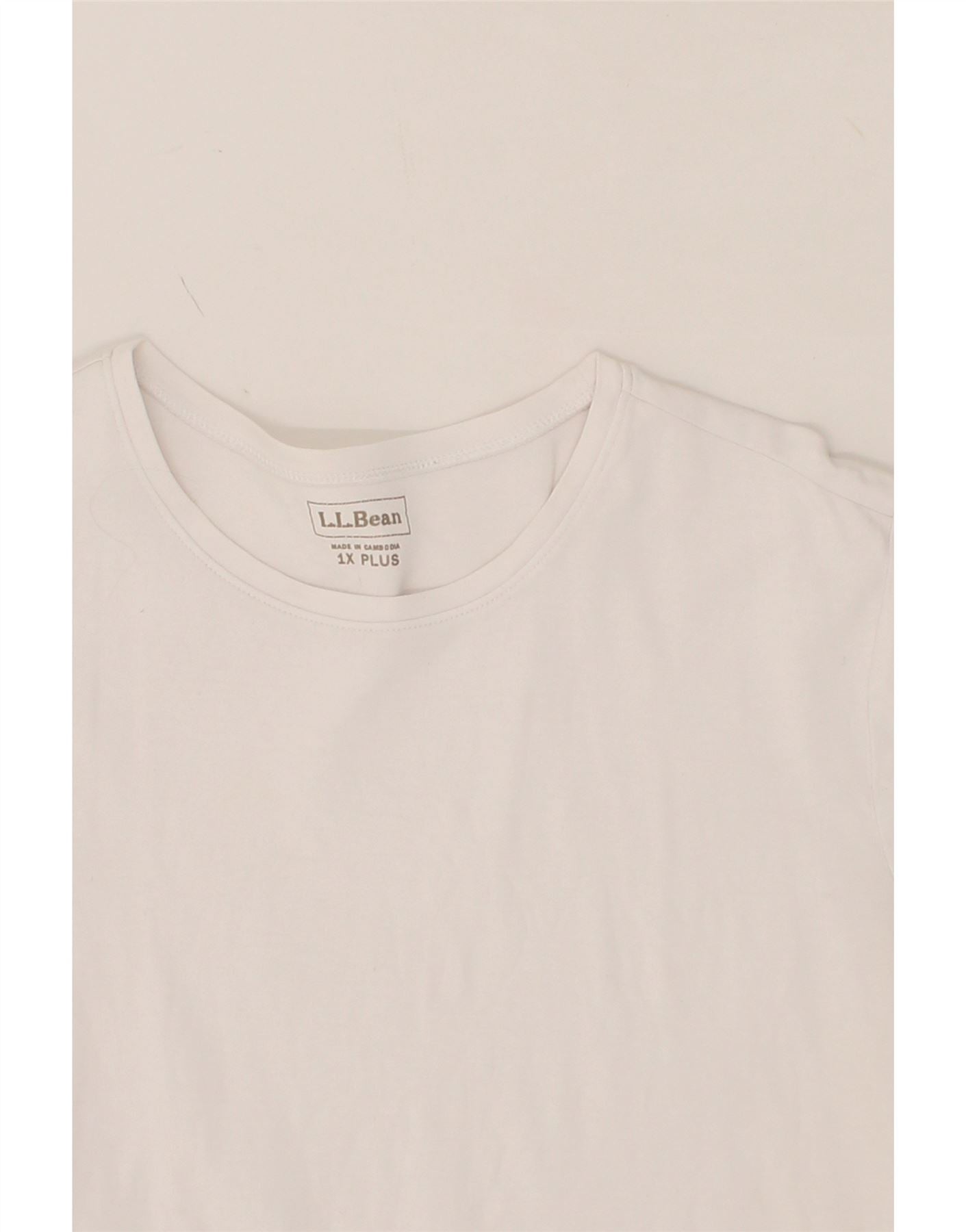 L.L.BEAN Womens T-Shirt Top UK 18 XL White Cotton Vintage L.L.Bean and Second-Hand L.L.Bean from Messina Hembry