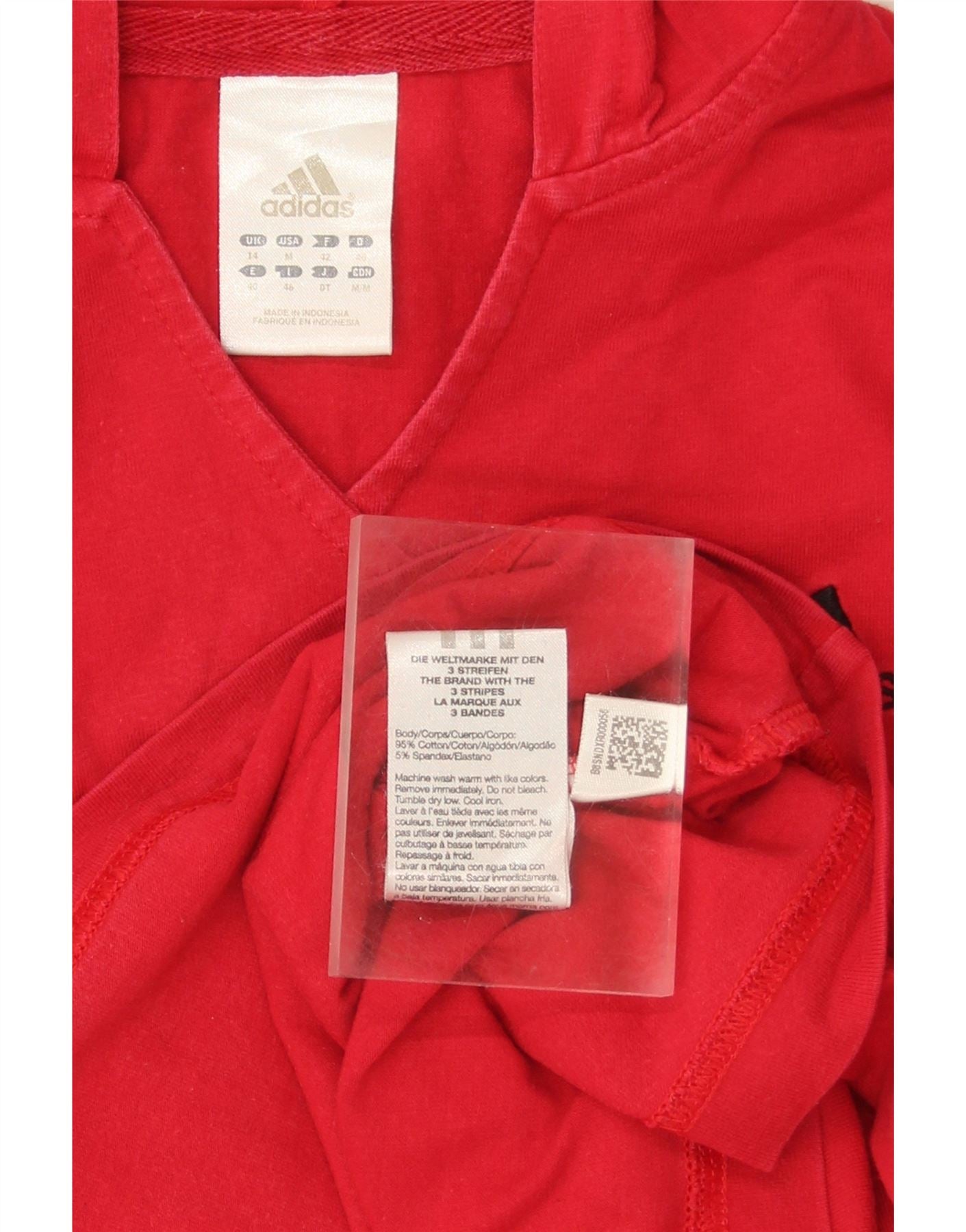 ADIDAS Womens Hoodie Jumper UK 14 Medium  Red Cotton Vintage Adidas and Second-Hand Adidas from Messina Hembry