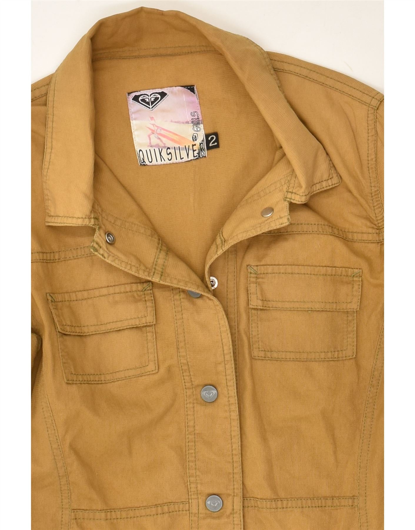 QUIKSILVER Womens Utility Jacket US 2 XS Brown Cotton | Vintage Quiksilver | Thrift | Second-Hand Quiksilver | Used Clothing | Messina Hembry