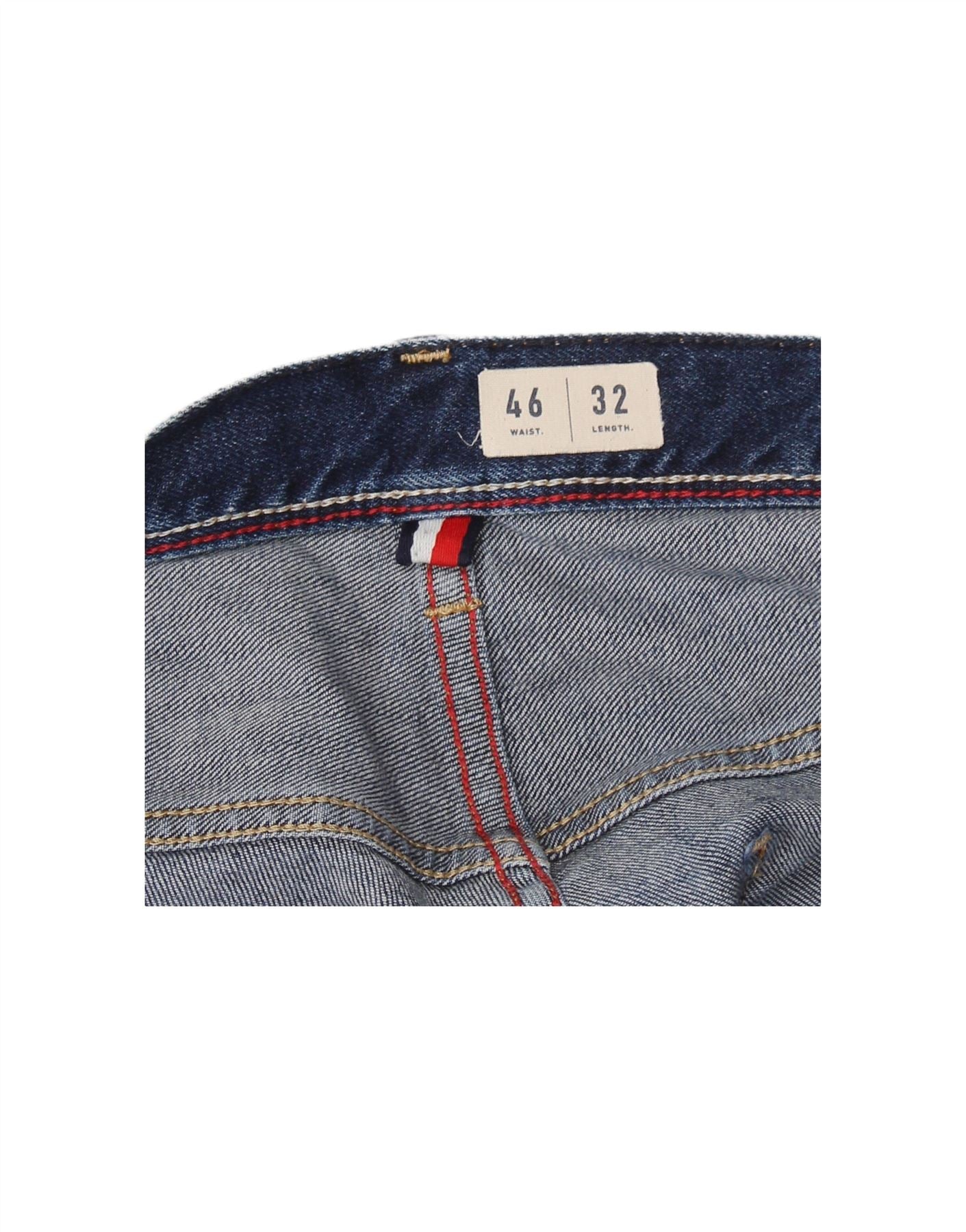 TOMMY HILFIGER Mens Straight Jeans W46 L32 Blue Cotton Vintage Tommy Hilfiger and Second-Hand Tommy Hilfiger from Messina Hembry