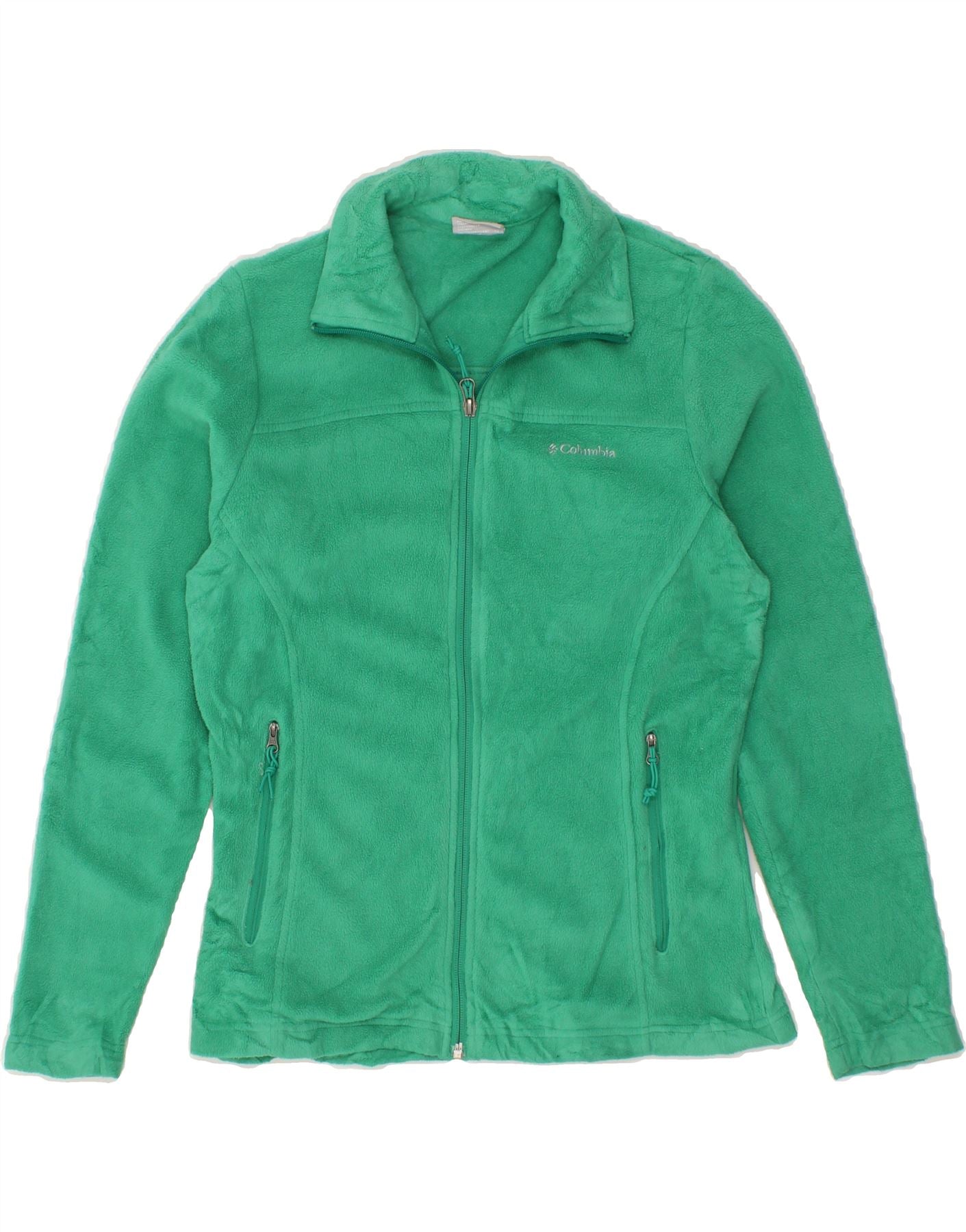 COLUMBIA Womens Loose Fit Fleece Jacket UK 6 XS Green Polyester Vintage Columbia and Second-Hand Columbia from Messina Hembry
