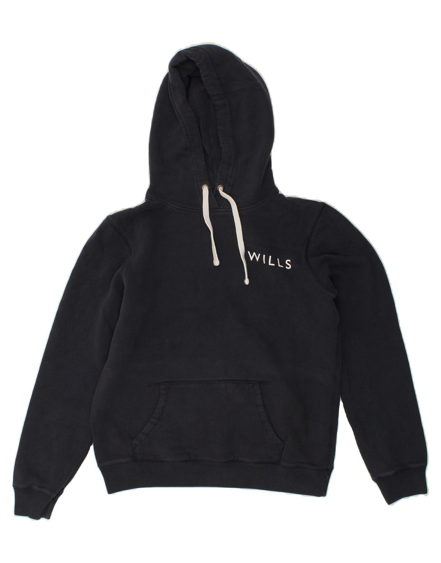 JACK WILLS Womens Graphic Hoodie Jumper UK 12 Medium  Navy Blue Cotton Vintage Jack Wills and Second-Hand Jack Wills from Messina Hembry