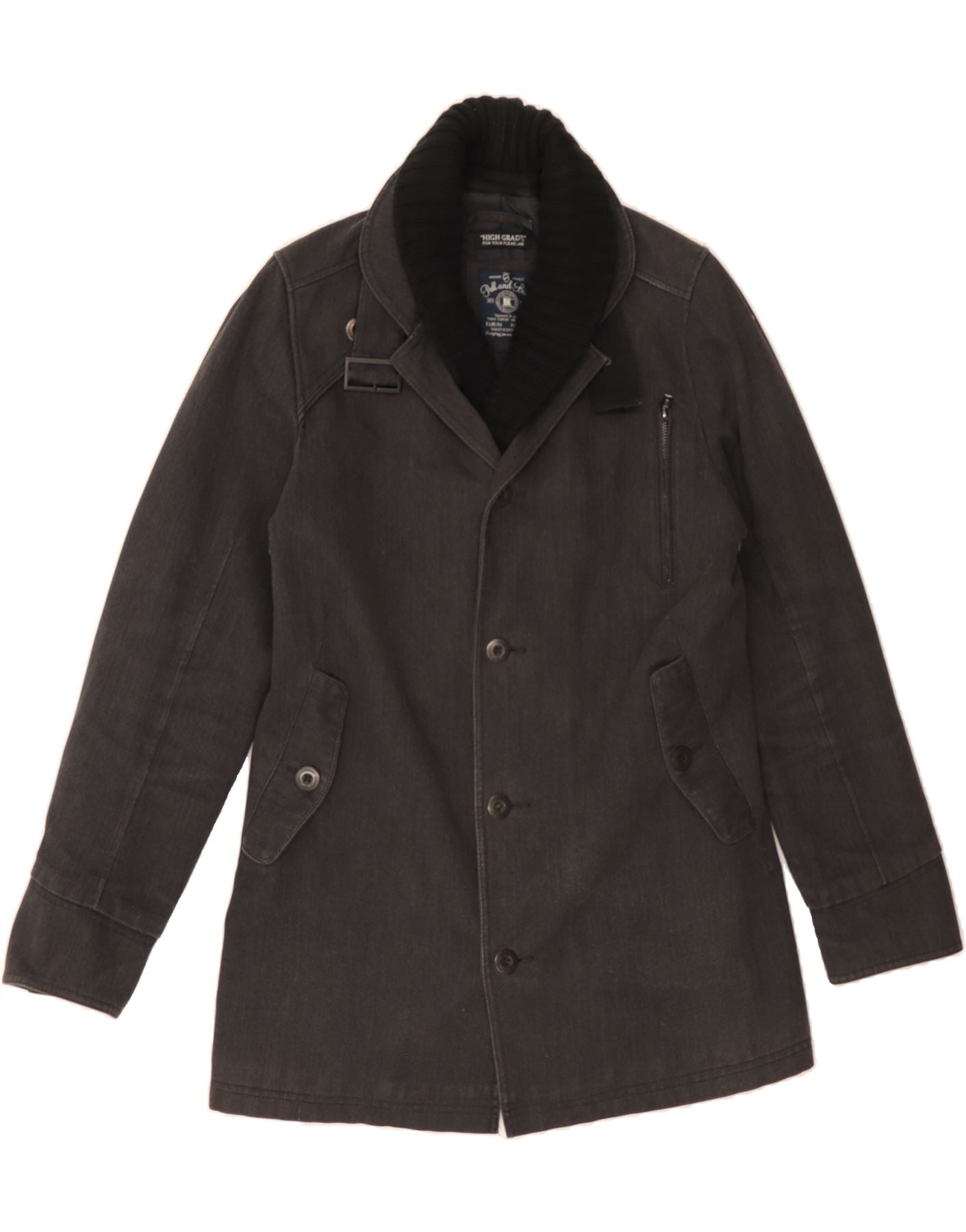 PULL & BEAR Mens Overcoat UK 38 Medium Grey Nylon Vintage Pull & Bear and Second-Hand Pull & Bear from Messina Hembry