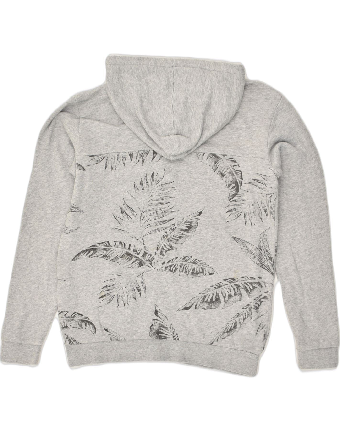 QUIKSILVER Girls Zip Hoodie Sweater 13-14 Years Grey Floral Cotton | Vintage Quiksilver | Thrift | Second-Hand Quiksilver | Used Clothing | Messina Hembry