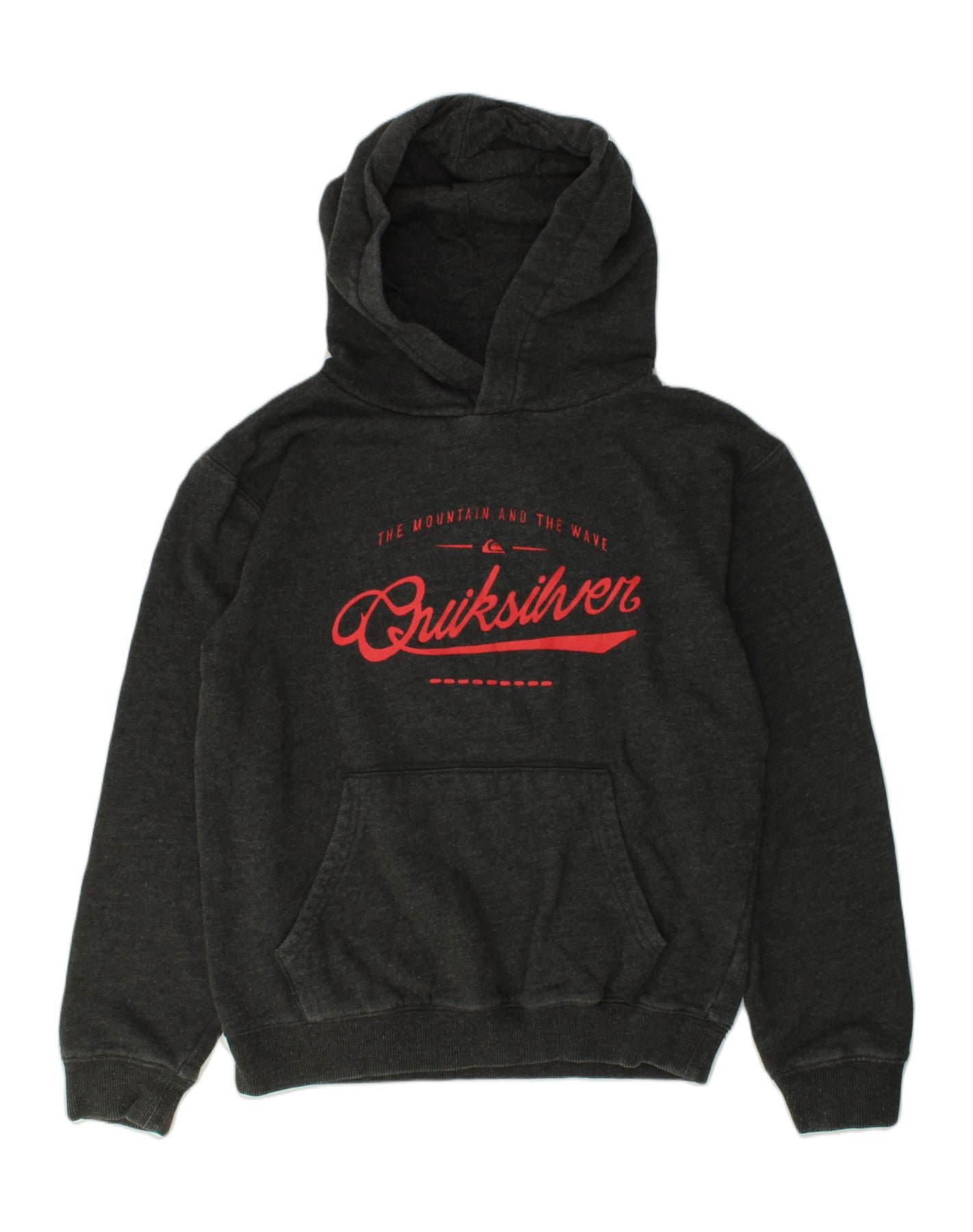 QUIKSILVER Girls Graphic Hoodie Jumper 9-10 Years Small Grey Cotton | Vintage Quiksilver | Thrift | Second-Hand Quiksilver | Used Clothing | Messina Hembry