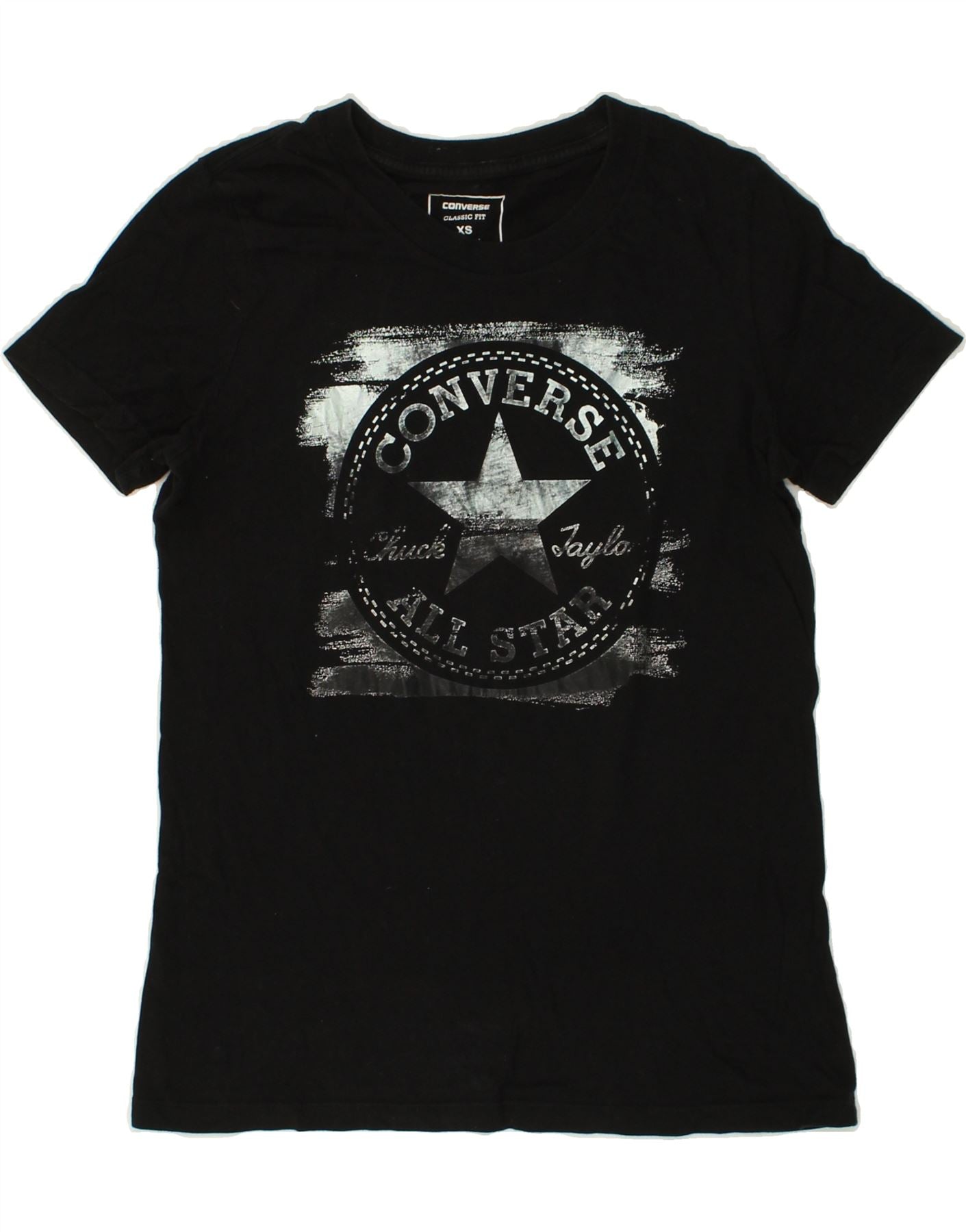 CONVERSE Womens Classic Fit Graphic T-Shirt Top UK 6 XS Black | Vintage Converse | Thrift | Second-Hand Converse | Used Clothing | Messina Hembry