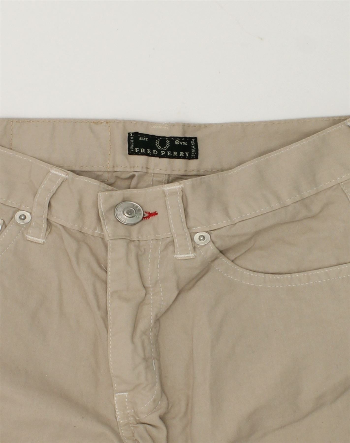 FRED PERRY Boys Straight Casual Trousers 7-8 Years W22 L25  Beige Cotton | Vintage Fred Perry | Thrift | Second-Hand Fred Perry | Used Clothing | Messina Hembry