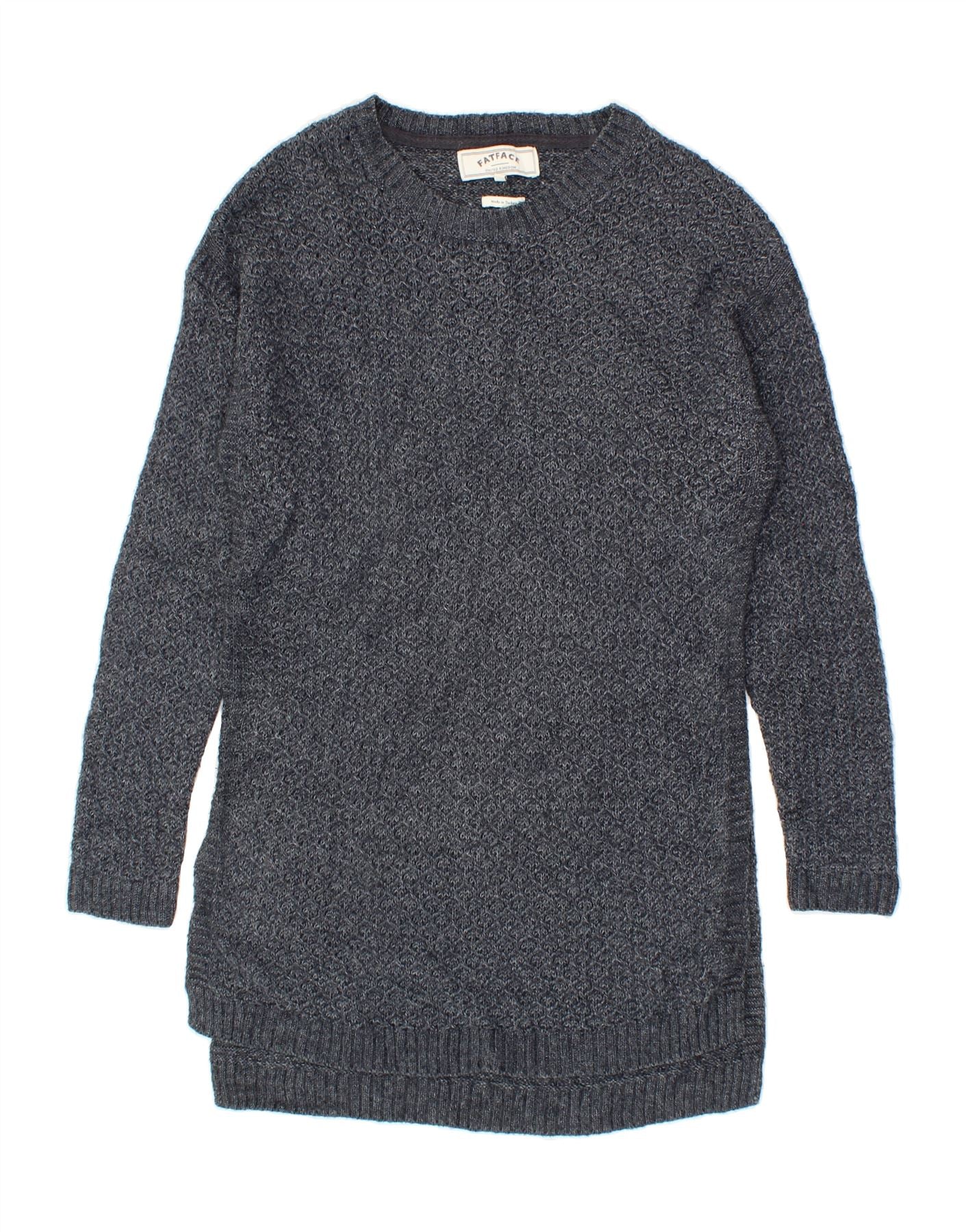FAT FACE Womens Longline Boat Neck Jumper Sweater UK 10 Small  Navy Blue Vintage Fat Face and Second-Hand Fat Face from Messina Hembry