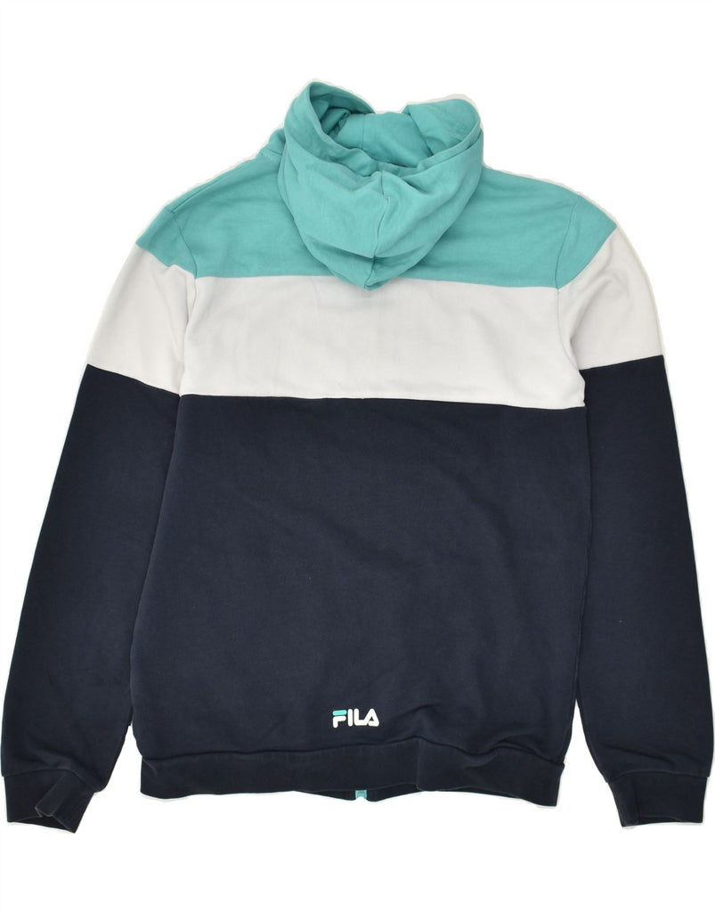 FILA Boys Graphic Zip Hoodie Sweater 13-14 Years Navy Blue Colourblock | Vintage Fila | Thrift | Second-Hand Fila | Used Clothing | Messina Hembry 