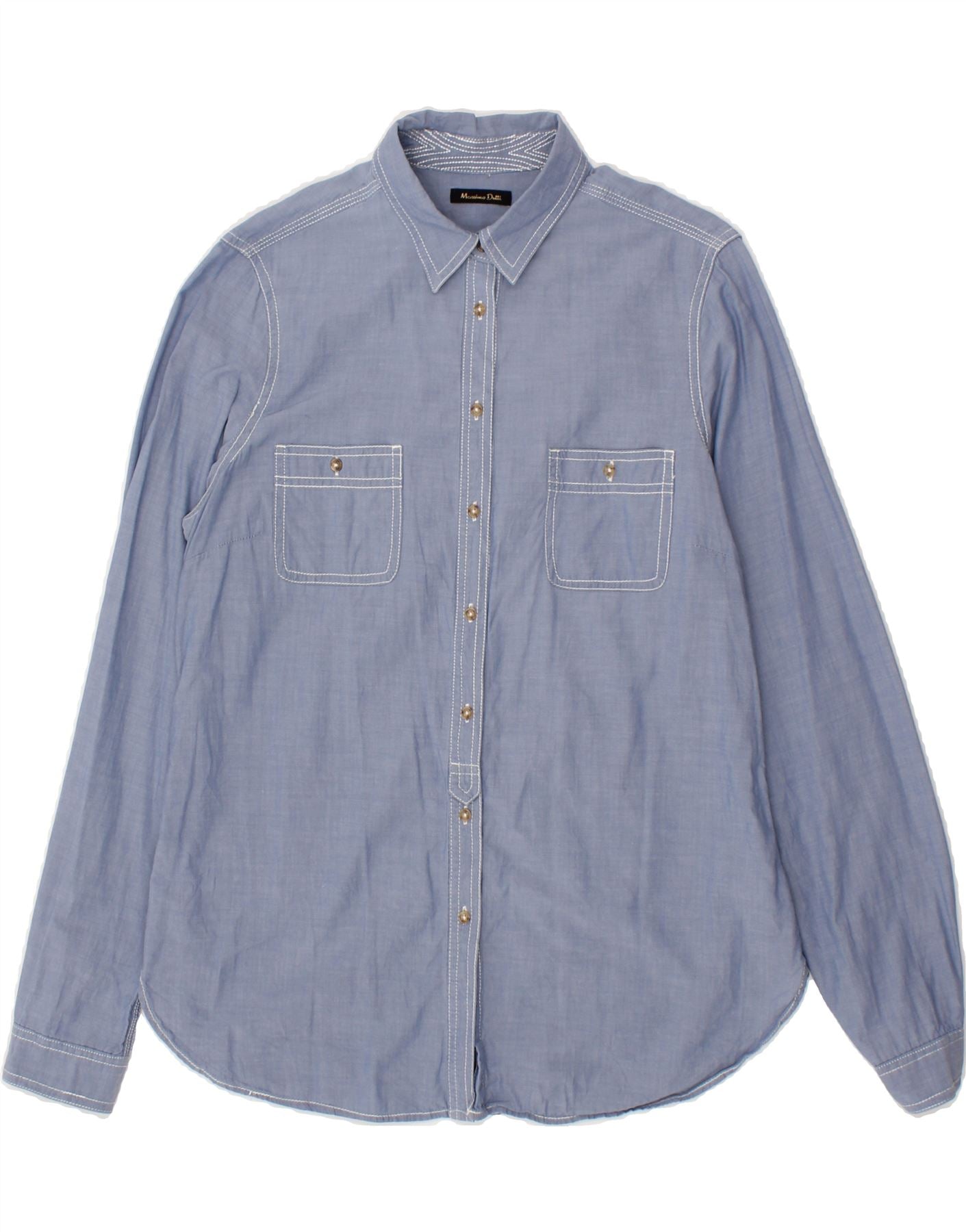 MASSIMO DUTTI Womens Shirt EU 42 Large Blue Cotton Vintage Massimo Dutti and Second-Hand Massimo Dutti from Messina Hembry