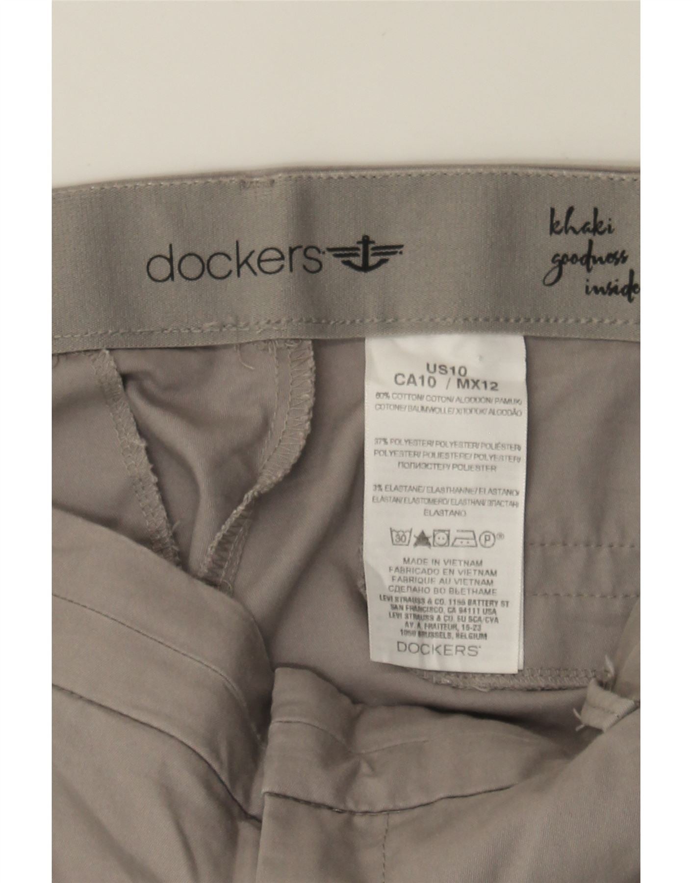 DOCKERS Womens Straight Capri Trousers US 10 Large W34 L20 Grey Cotton Vintage Dockers and Second-Hand Dockers from Messina Hembry