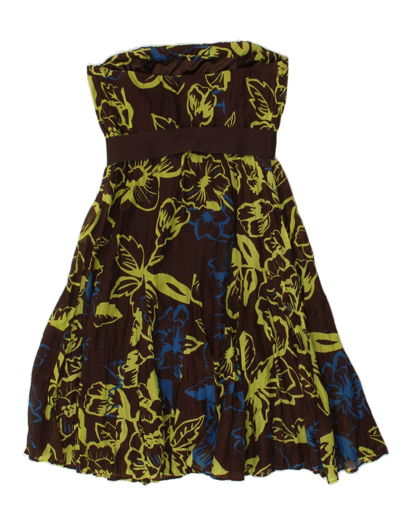 COAST Womens Strapless Dress UK 12 Medium Brown Floral Cotton Vintage Coast and Second-Hand Coast from Messina Hembry