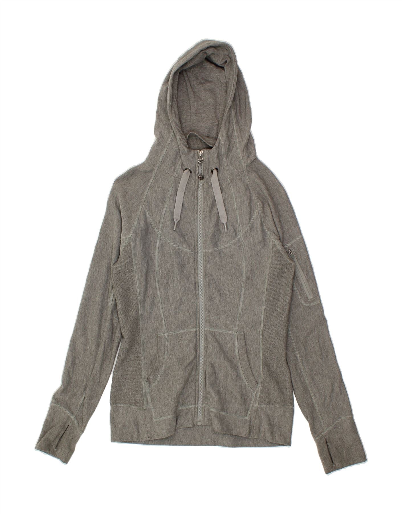 ATHLETA Womens Zip Hoodie Sweater UK 10 Small Grey Flecked Cotton Vintage Athleta and Second-Hand Athleta from Messina Hembry