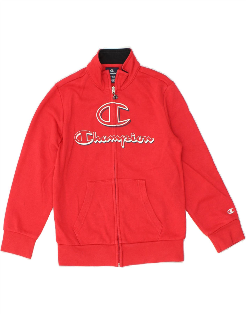 CHAMPION Boys Graphic Tracksuit Top Jacket 7 8 Years Small Red