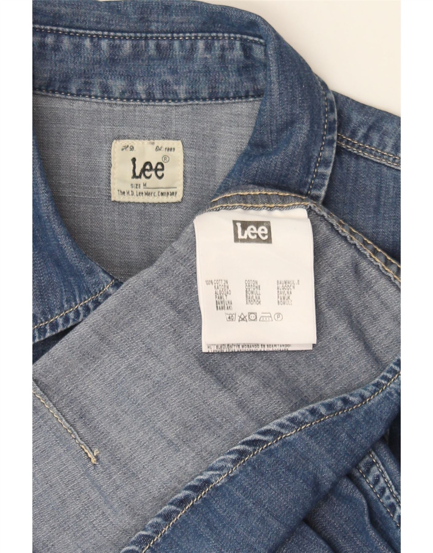 LEE Womens Denim Shirt UK 12 Medium Blue Cotton Vintage Lee and Second-Hand Lee from Messina Hembry