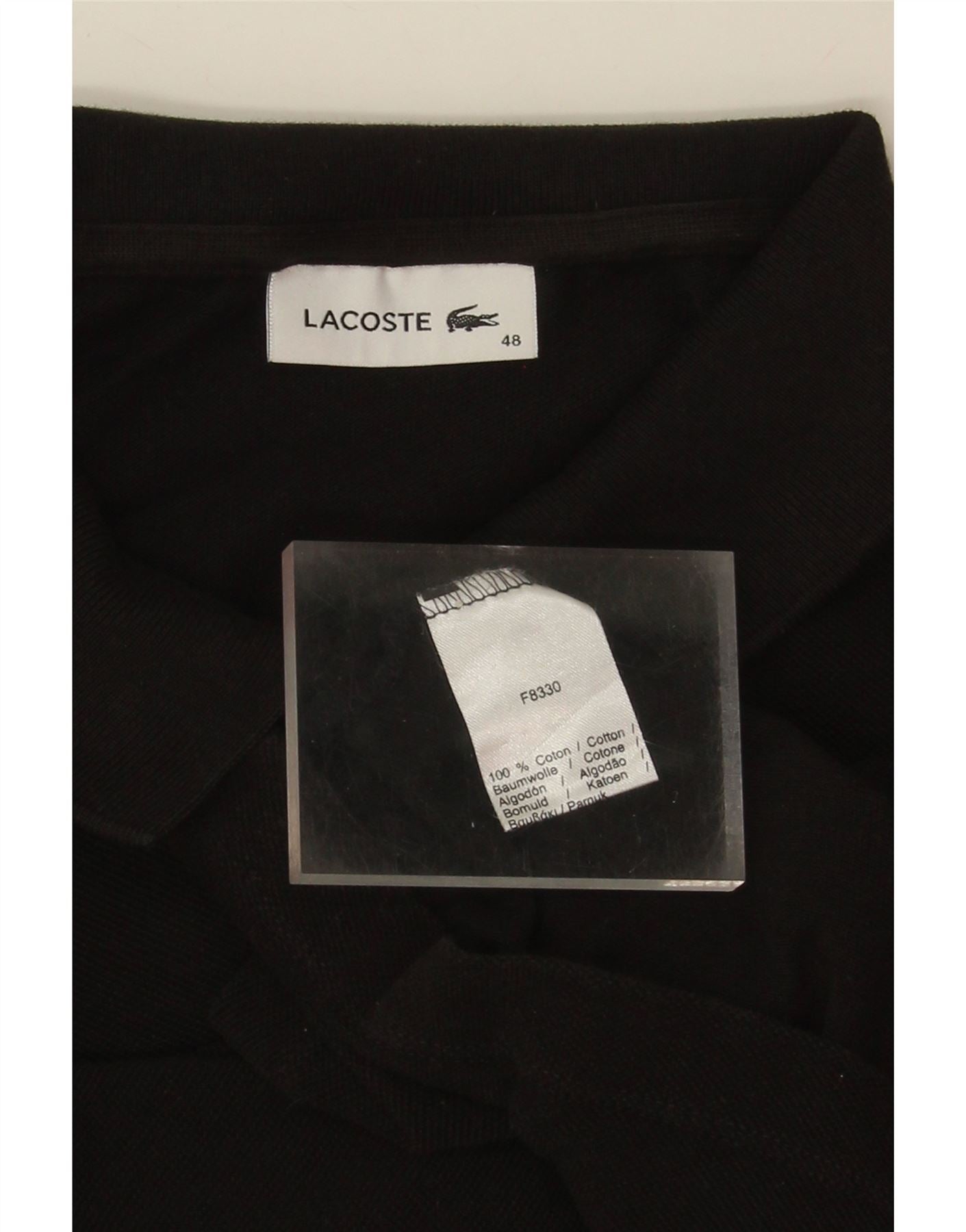 LACOSTE Womens Polo Shirt Size 48 XL Black Cotton Vintage Lacoste and Second-Hand Lacoste from Messina Hembry