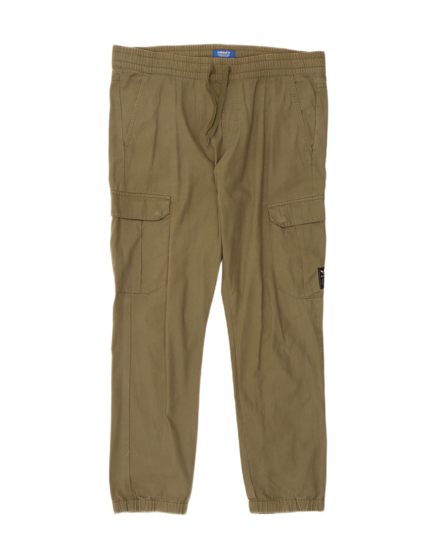 ADIDAS Mens Joggers Cargo Trousers W35 L29 Khaki Cotton Vintage Adidas and Second-Hand Adidas from Messina Hembry