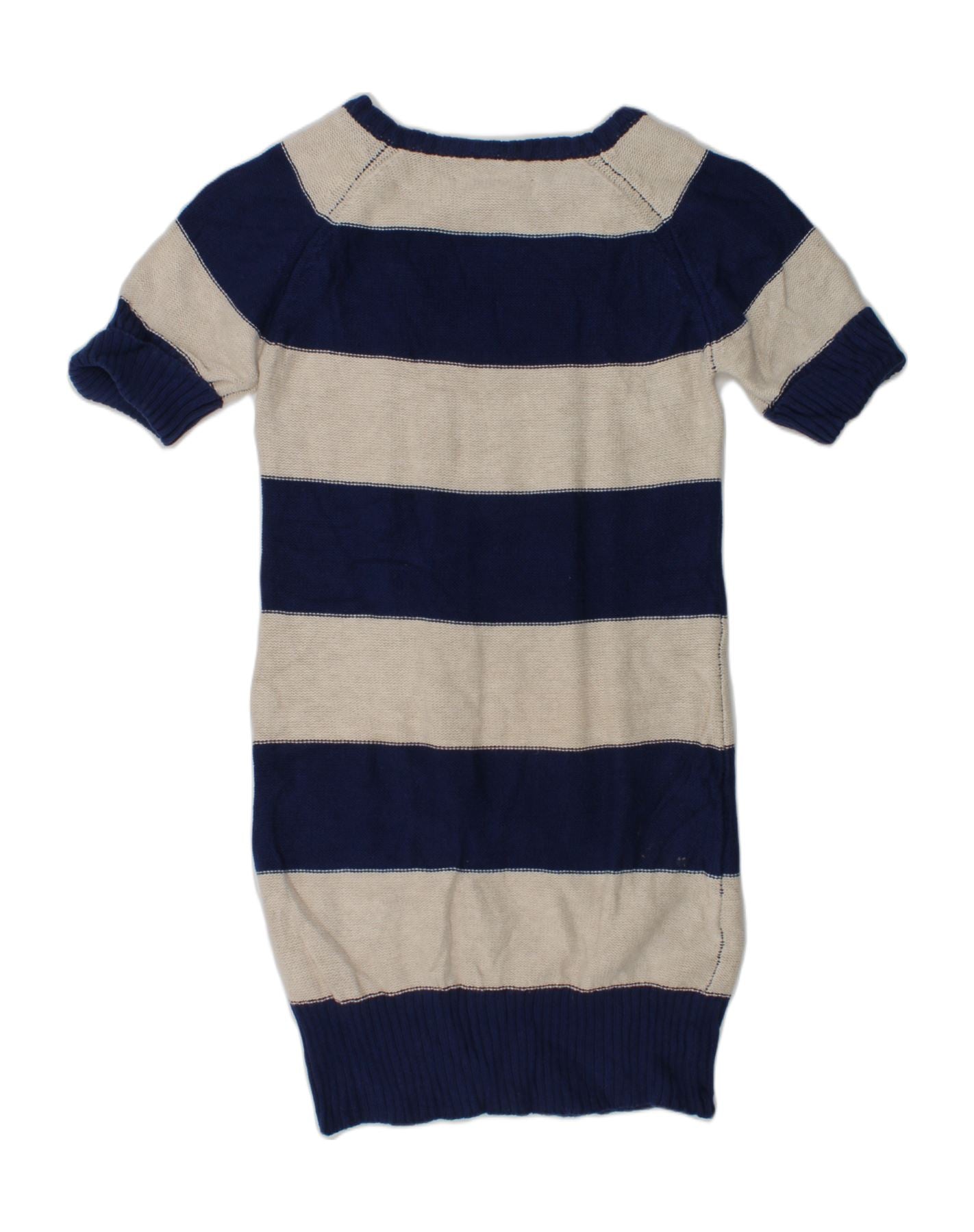 NAUTICA Girls Short Sleeve Jumper Dress 7-8 Years Navy Blue Striped Cotton | Vintage Nautica | Thrift | Second-Hand Nautica | Used Clothing | Messina Hembry