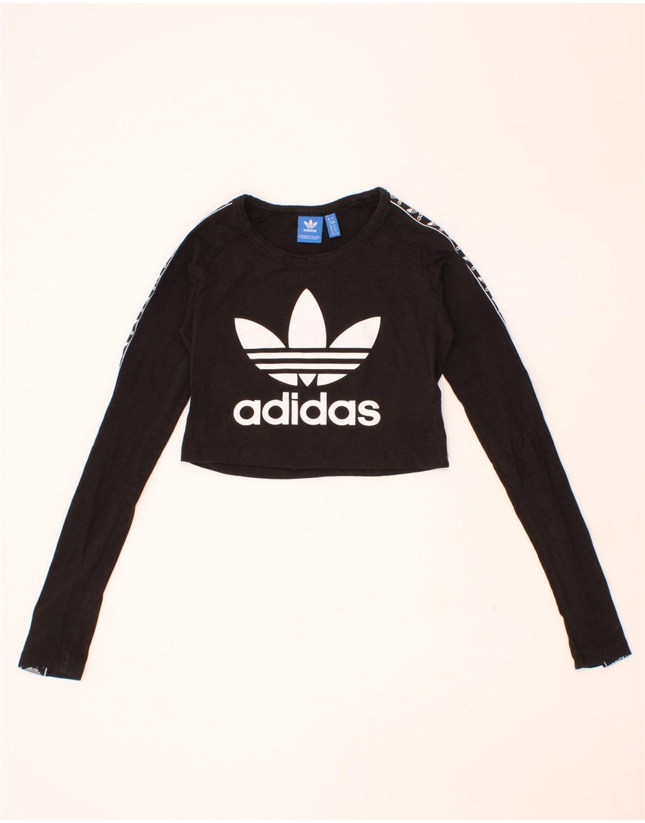 Adidas crop top long sleeve black on sale