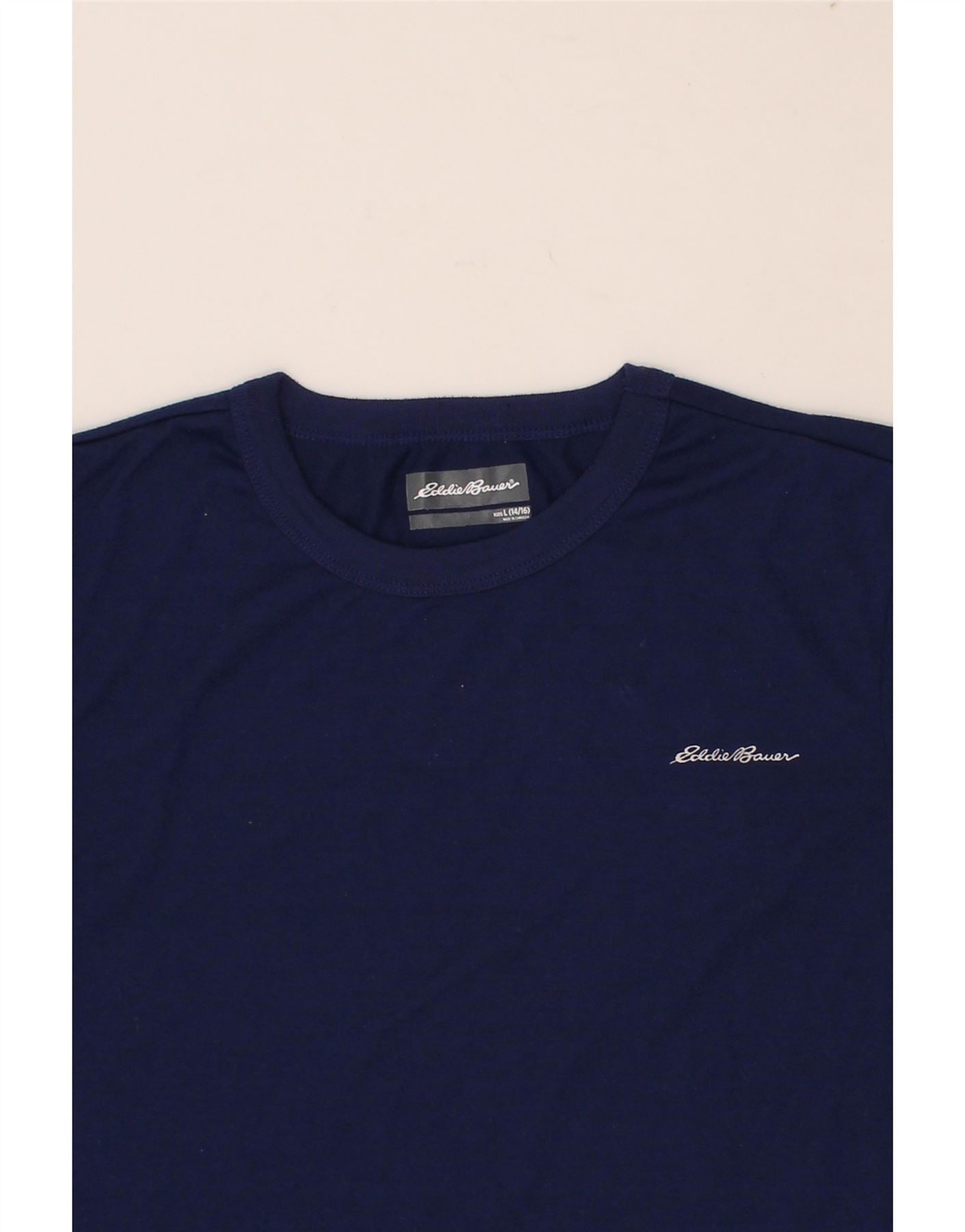 EDDIE BAUER Boys T-Shirt Top 14-15 Years Large  Blue Cotton Vintage Eddie Bauer and Second-Hand Eddie Bauer from Messina Hembry