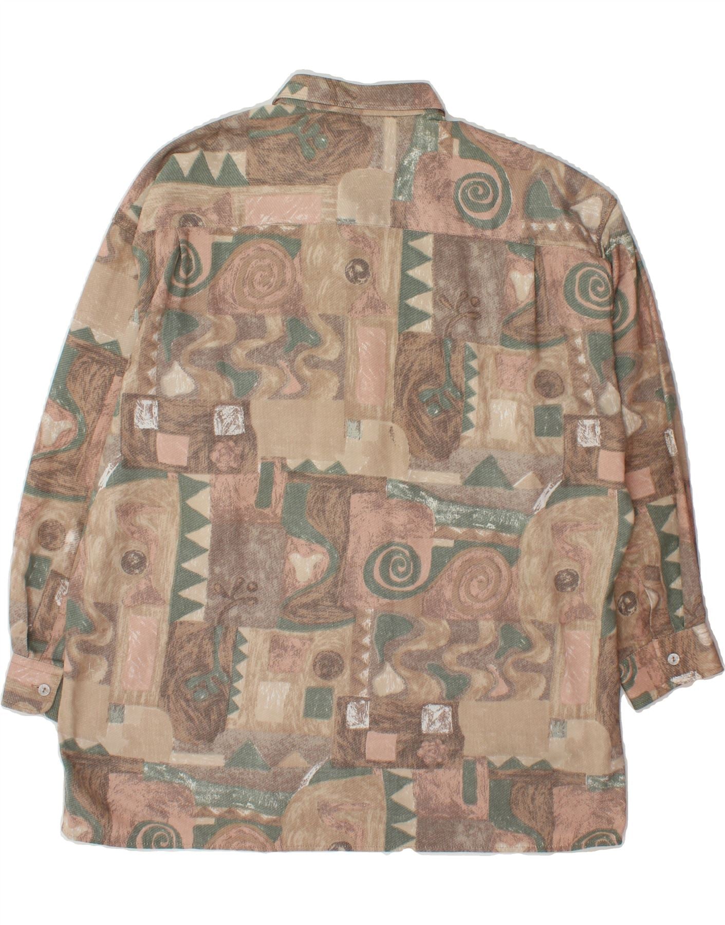 NEW FAST Mens Abstract Pattern Shirt Size 43/44 XL Brown Cotton Vintage New Fast and Second-Hand New Fast from Messina Hembry
