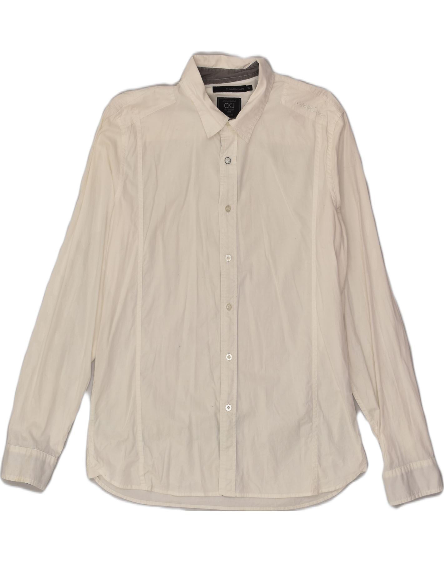 CALVIN KLEIN Mens Regular Fit Shirt XL White Cotton | Vintage Calvin Klein | Thrift | Second-Hand Calvin Klein | Used Clothing | Messina Hembry