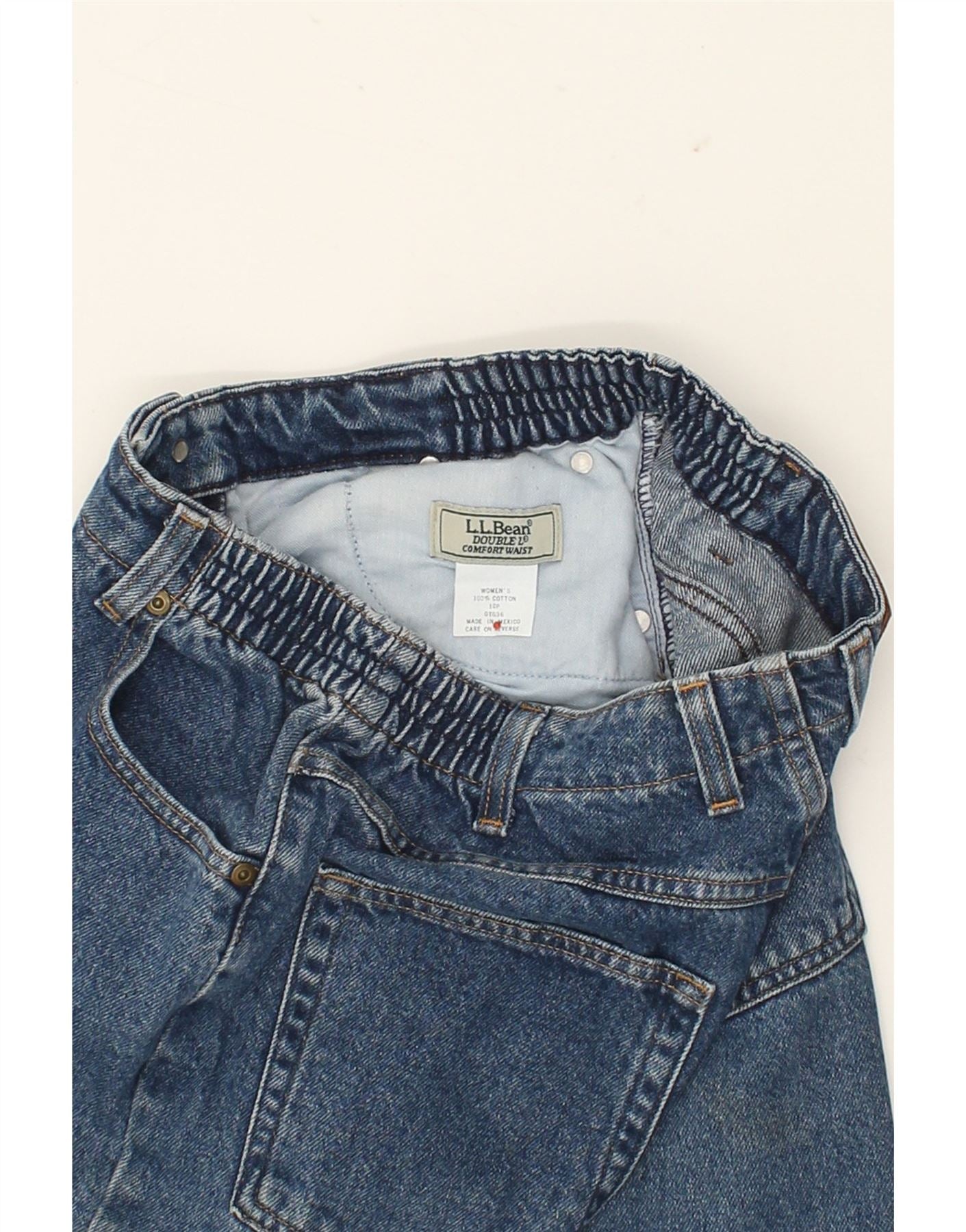 L.L.BEAN Womens Tapered Jeans UK 10 Small W26 L28 Blue Cotton Vintage L.L.Bean and Second-Hand L.L.Bean from Messina Hembry