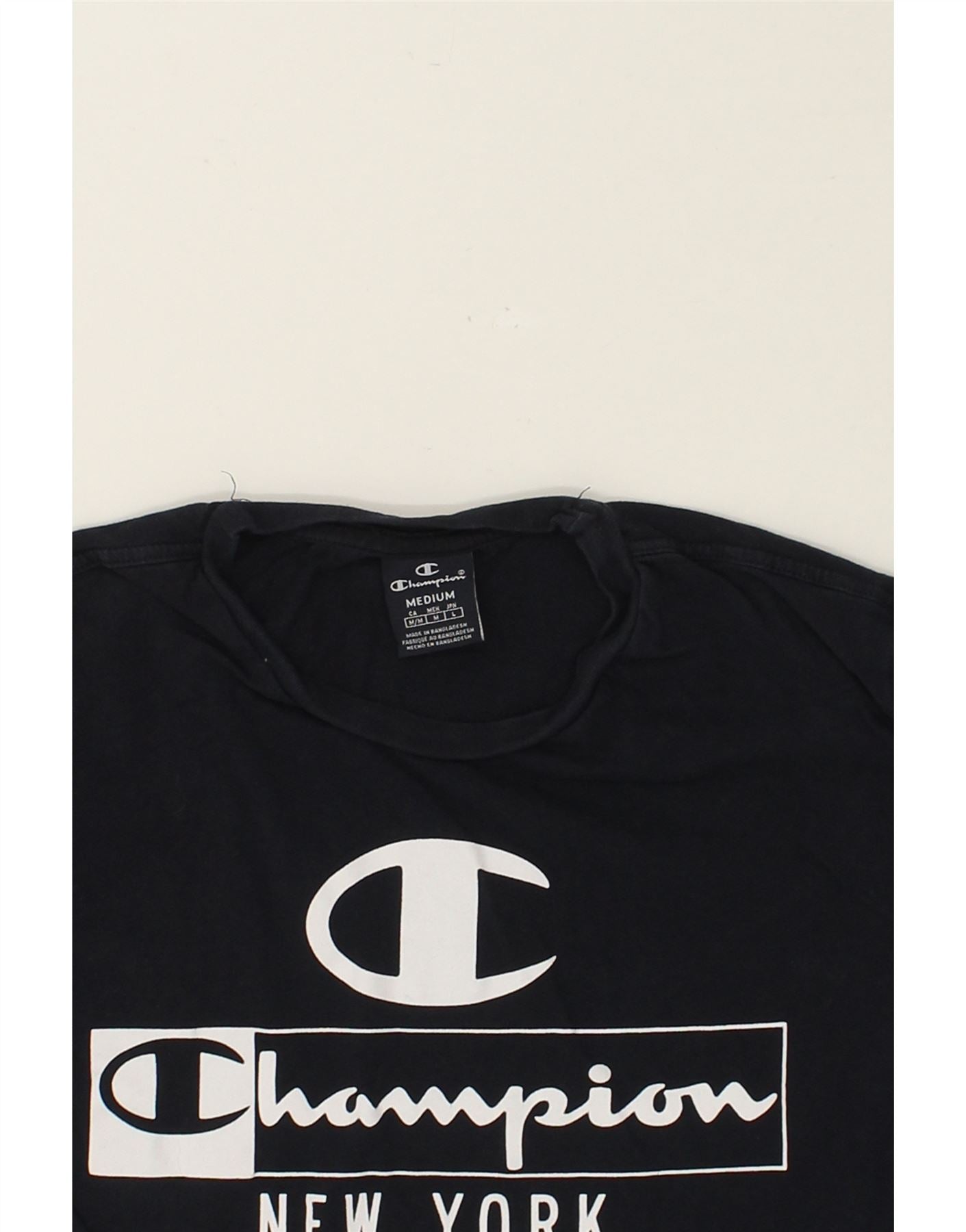 CHAMPION Mens New York Graphic T-Shirt Top Medium Navy Blue Vintage Champion and Second-Hand Champion from Messina Hembry