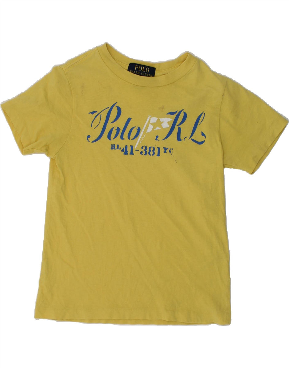 POLO RALPH LAUREN Boys Graphic T Shirt Top 3 4 Years Yellow Cotton