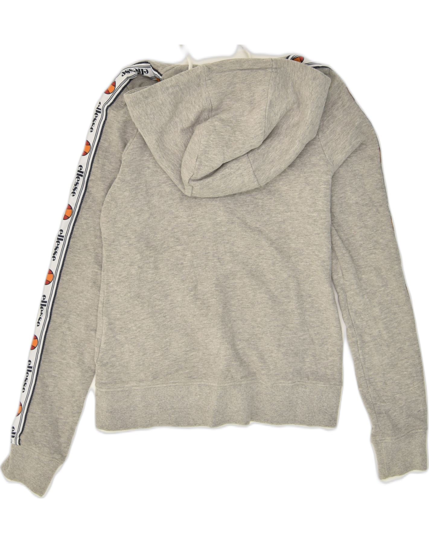ELLESSE Womens Zip Hoodie Sweater UK 6 XS Grey Cotton | Vintage Ellesse | Thrift | Second-Hand Ellesse | Used Clothing | Messina Hembry