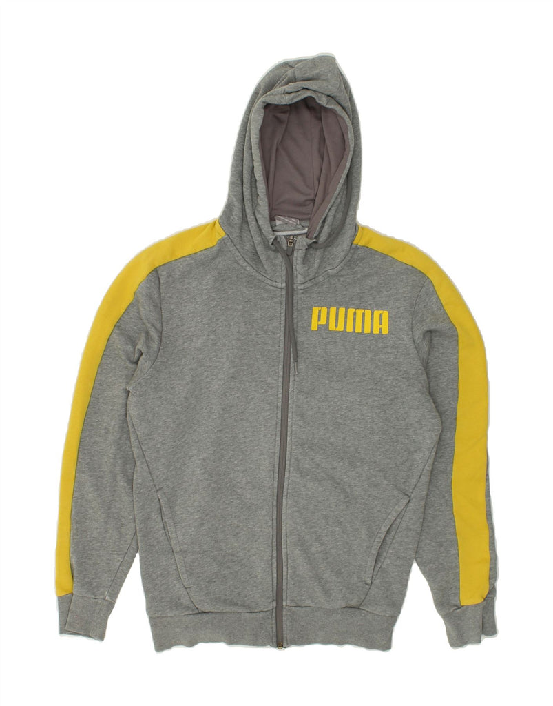 PUMA Mens Zip Hoodie Sweater Small Grey Colourblock | Vintage Puma | Thrift | Second-Hand Puma | Used Clothing | Messina Hembry 