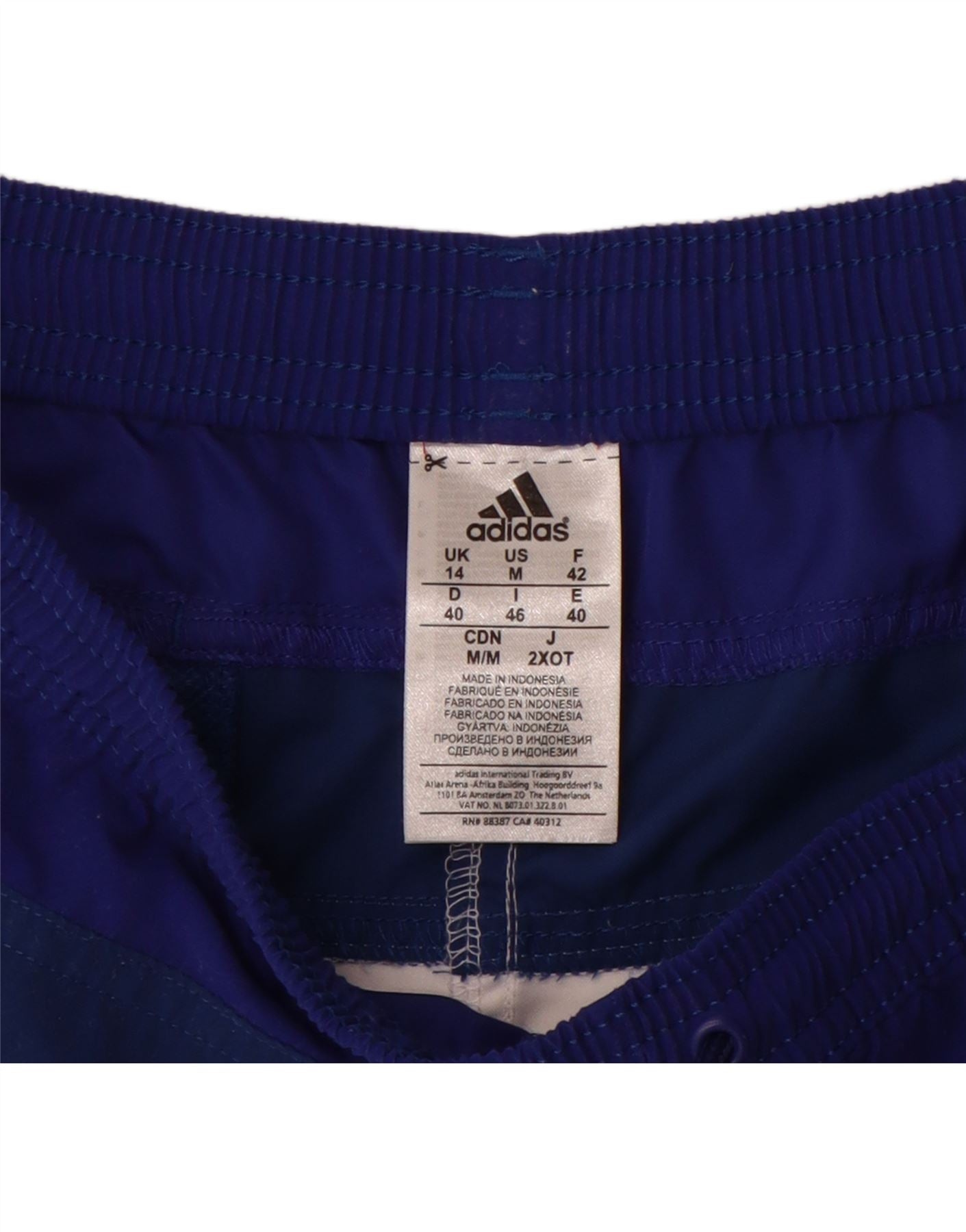 ADIDAS Womens Swimming Shorts UK 14 Large  White Colourblock Polyester Vintage Adidas and Second-Hand Adidas from Messina Hembry