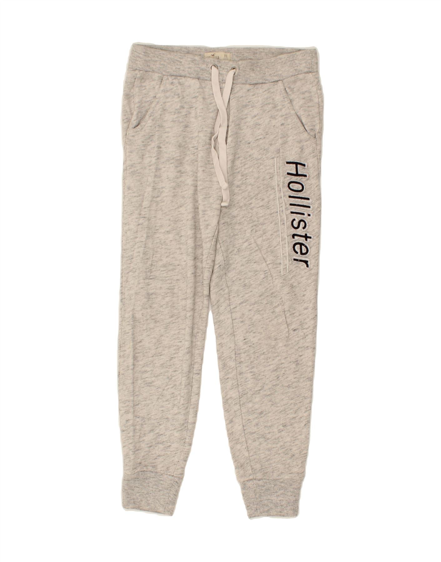 HOLLISTER Womens Graphic Tracksuit Trousers Joggers UK 6 XS Grey Cotton Vintage Hollister and Second-Hand Hollister from Messina Hembry