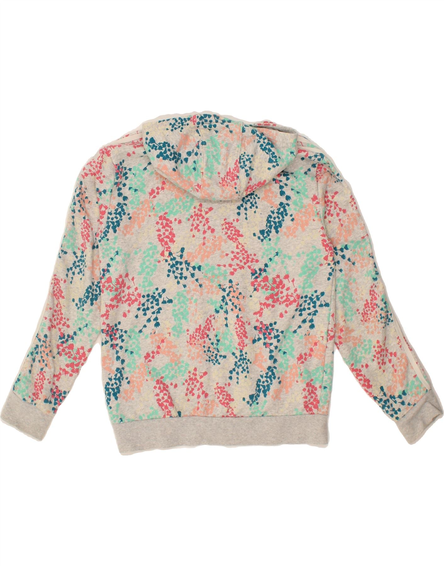 ADIDAS Girls Graphic Hoodie Jumper 13-14 Years Multicoloured Floral Cotton Vintage Adidas and Second-Hand Adidas from Messina Hembry