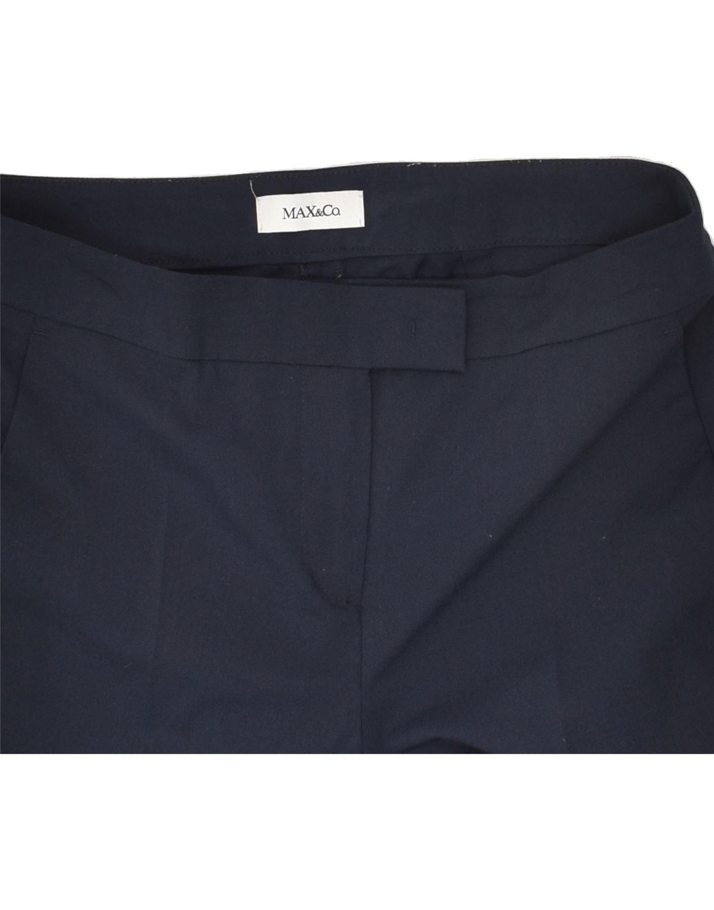 MAX&CO. Womens Slim Suit Trousers UK 4 XS W27 L27  Navy Blue Polyester | Vintage Max&Co. | Thrift | Second-Hand Max&Co. | Used Clothing | Messina Hembry
