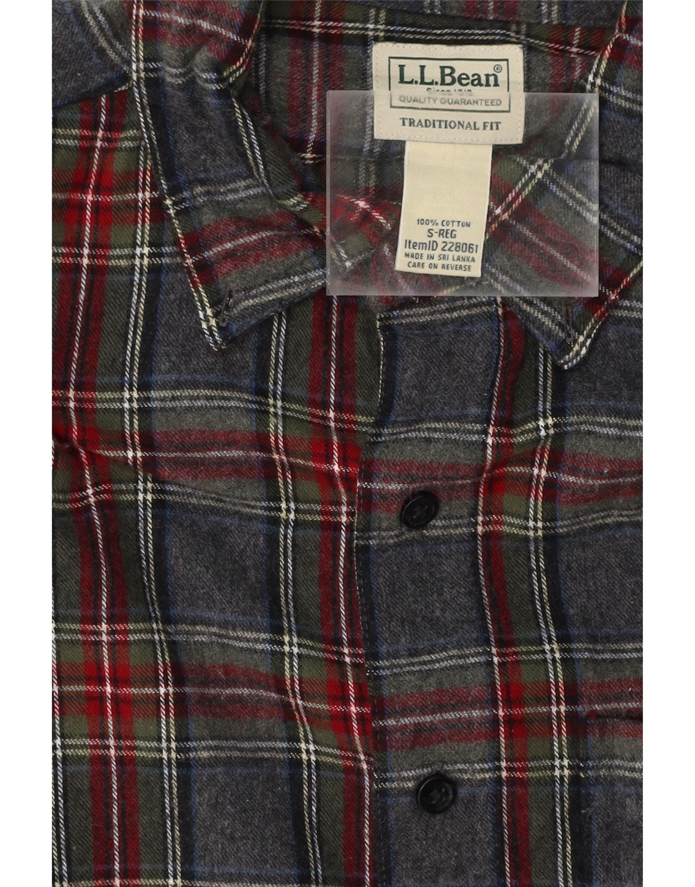 L.L.BEAN Mens Checked  Traditional Fit Flannel Shirt Small Grey Check Vintage L.L.Bean and Second-Hand L.L.Bean from Messina Hembry