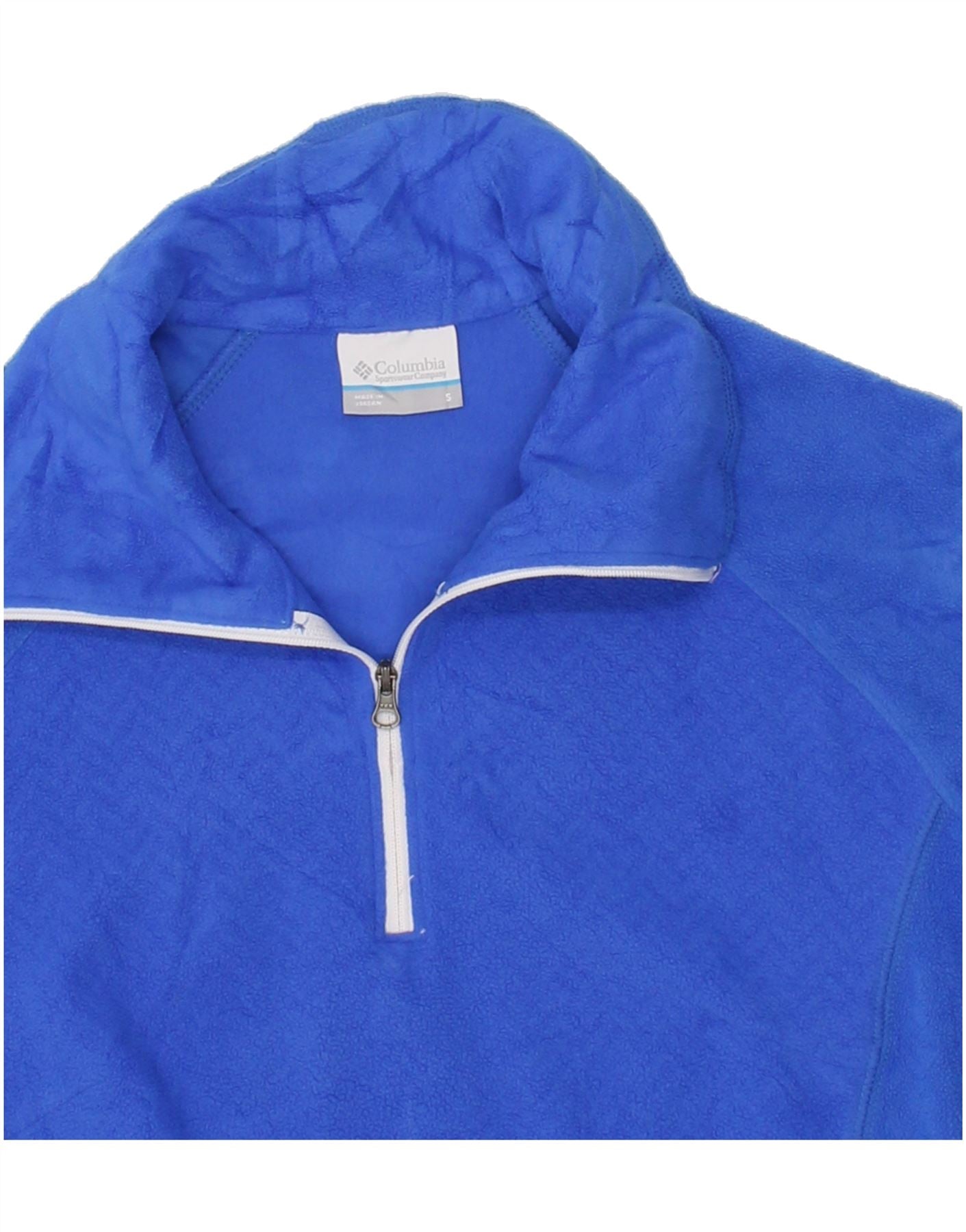 COLUMBIA Womens Zip Neck Fleece Jumper UK 10 Small Blue Polyester Vintage Columbia and Second-Hand Columbia from Messina Hembry