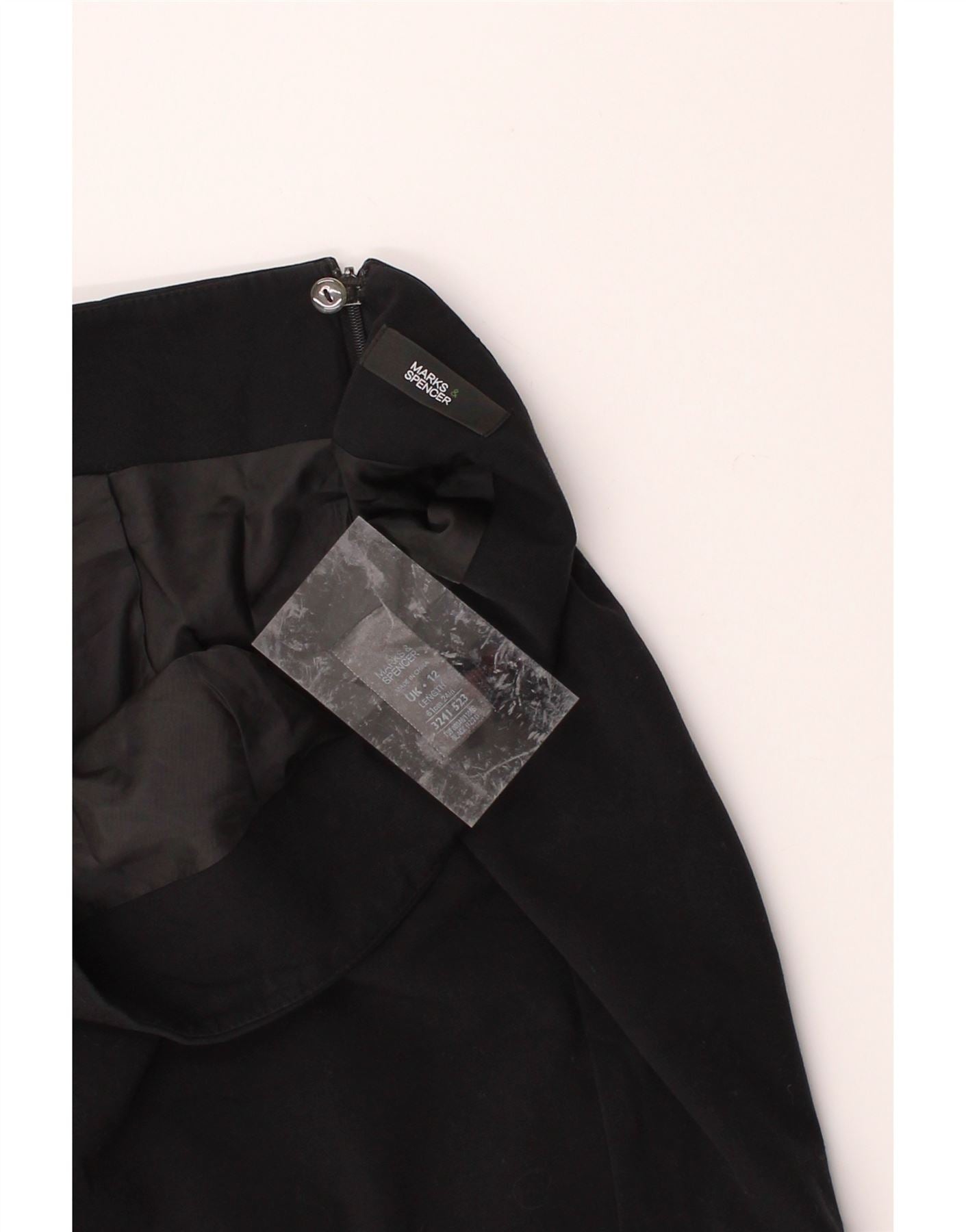 MARKS & SPENCER Womens Pencil Skirt UK 12 Medium W32 Black Polyester Vintage Marks & Spencer and Second-Hand Marks & Spencer from Messina Hembry