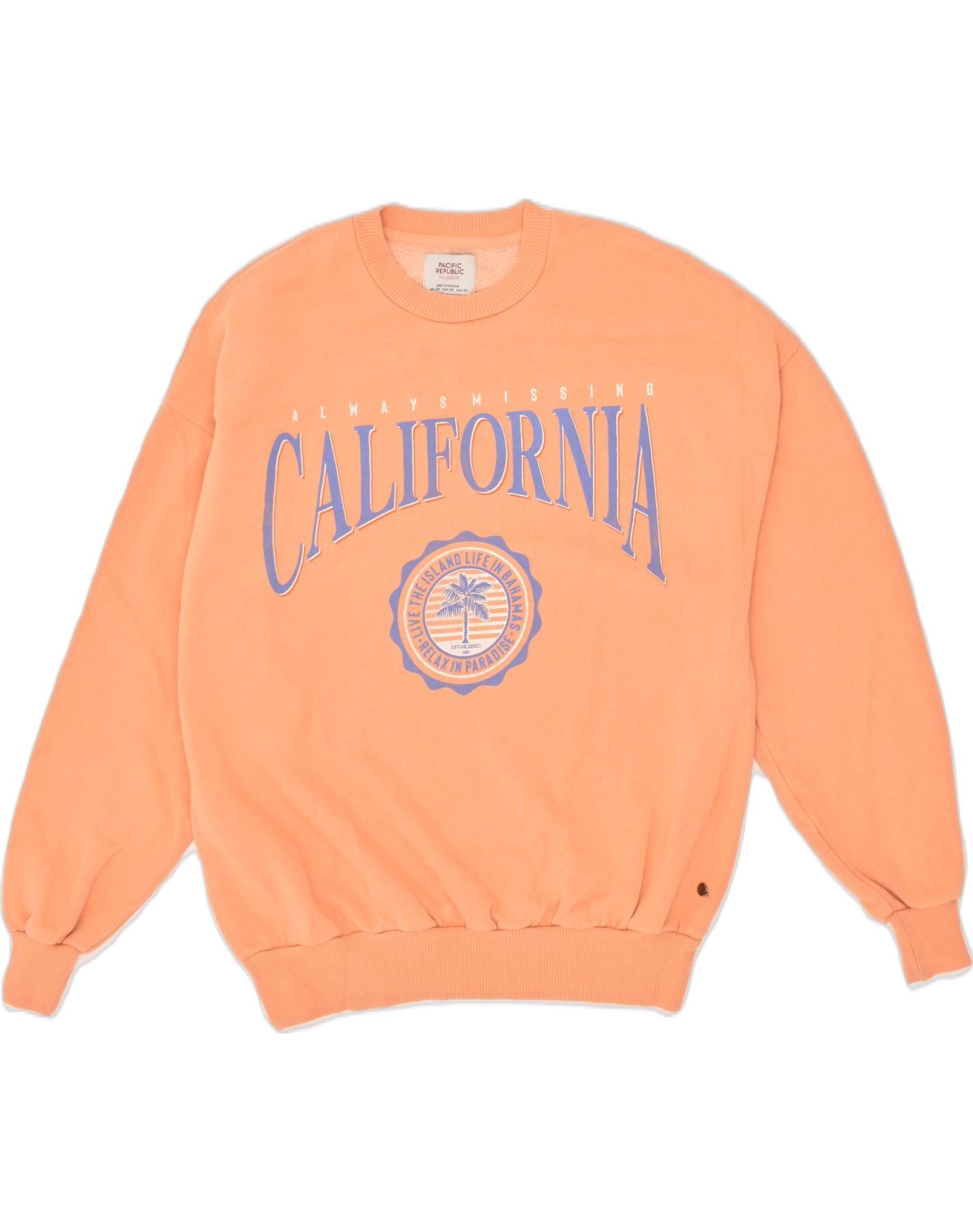 PULL & BEAR Mens Loose Fit Graphic Sweatshirt Jumper XS Orange Cotton | Vintage Pull & Bear | Thrift | Second-Hand Pull & Bear | Used Clothing | Messina Hembry
